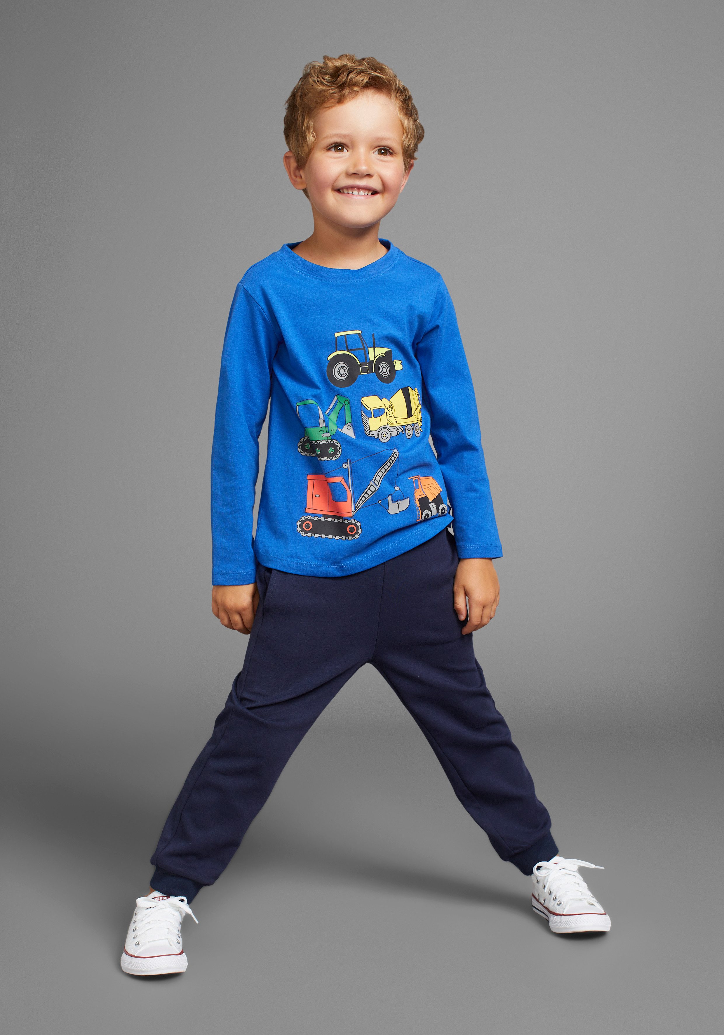 KIDSWORLD Langarmshirt Bagger, Baufahrzeuge für kleine Jungs