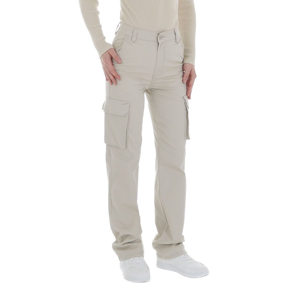Ital-Design Cargohose Damen Freizeit (86746047) Stretch Stoffhose in Creme