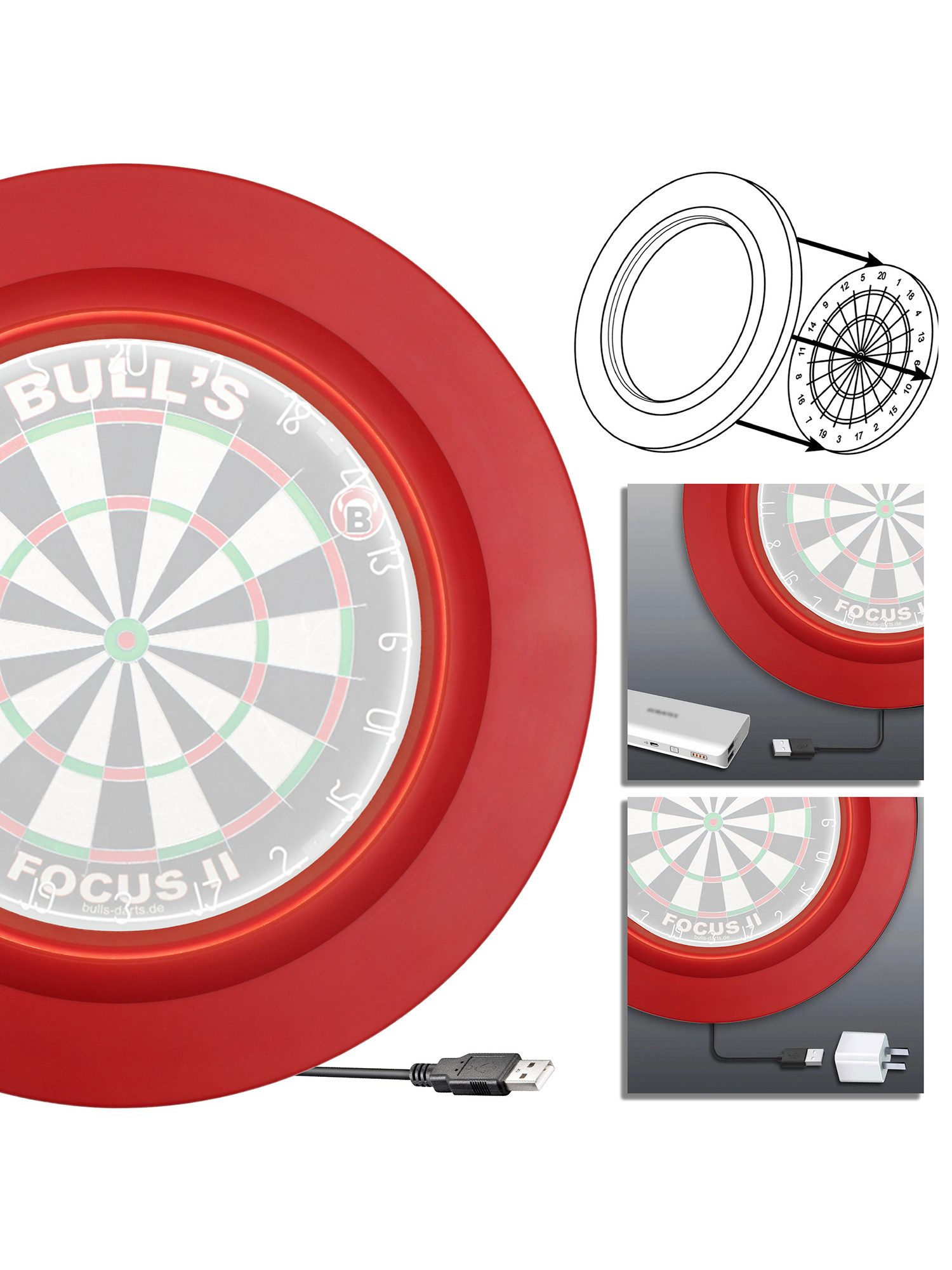 Dartscheibe Lightning LED PU Surround Lichtring Dartboard-Surround Wandschutz