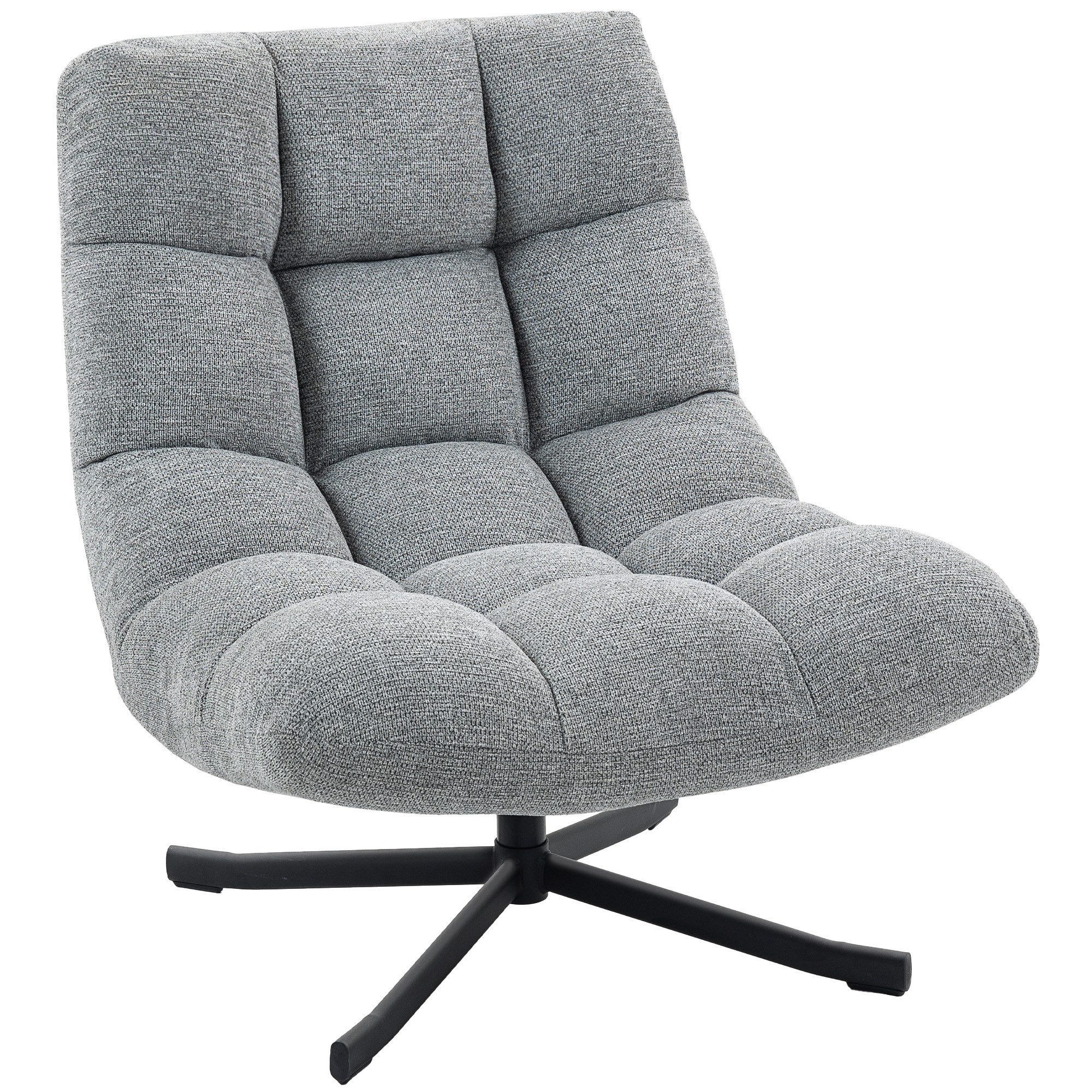 HOMCOM Relaxsessel mit Breiter Sitzfläche, wasserabweisend Chenille-Optik, Stahlbeine (gepolstert Sessel, 1-St., Drehbar Loungesessel), für Wohnzimmer, Schlafzimmer, Grau