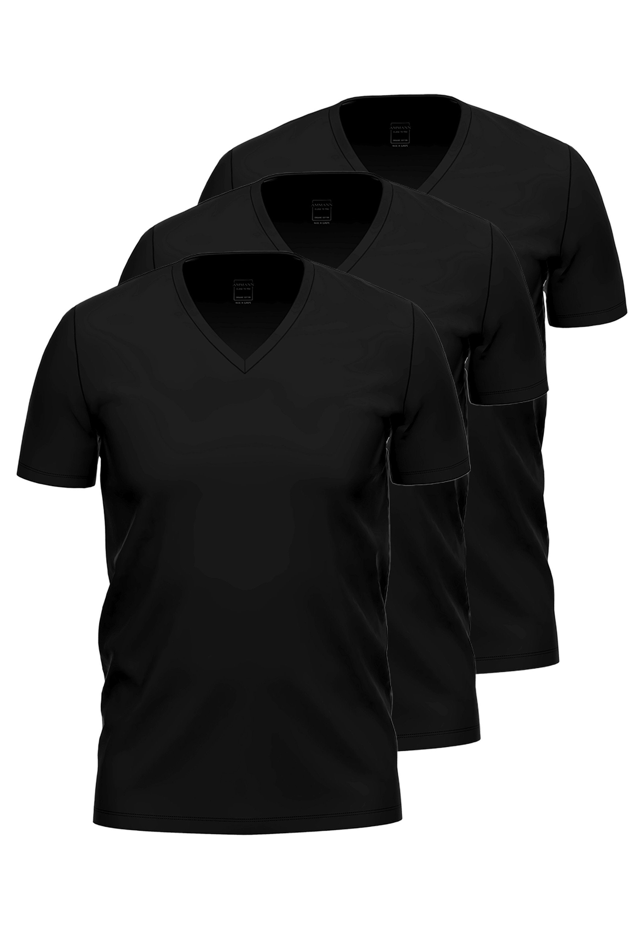 Ammann Unterhemd 3er Pack (Spar-Set, Atmungsaktiv Schwarz Baumwolle to Unterhemd Kurzarm you Shirt - Close 3-St) / 