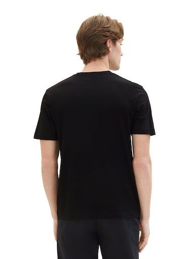T-Shirt TOM Seite der Logoprint black TAILOR mit an