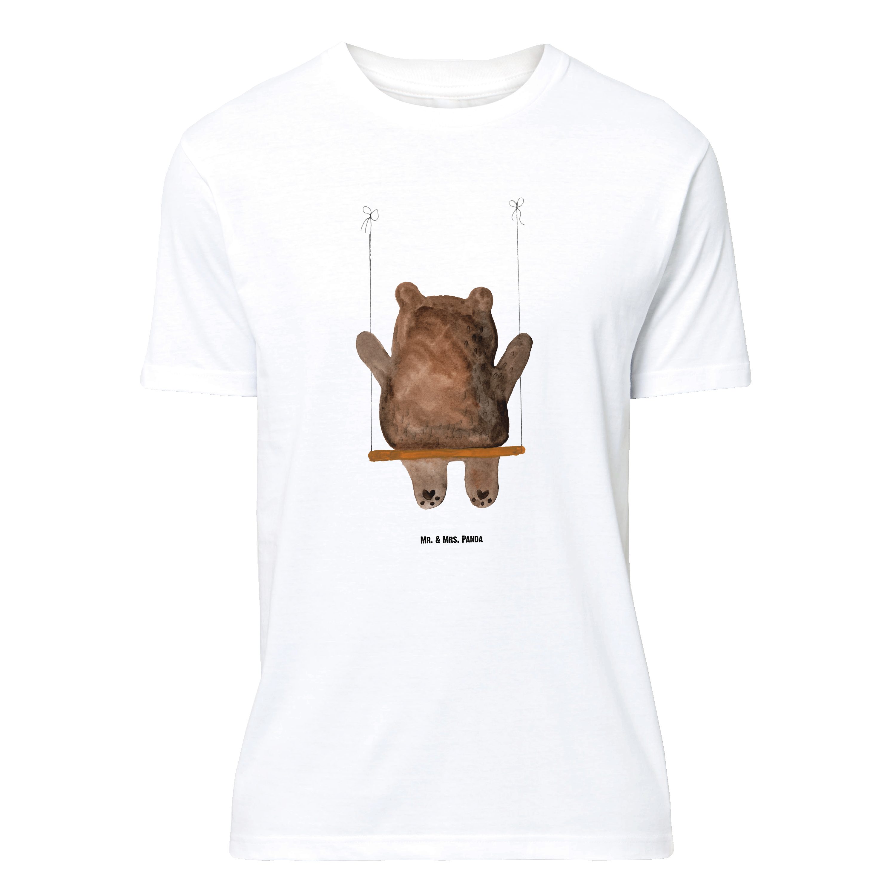 Mr. & Mrs. Panda T-Shirt Bär Schaukel, Größe M T-Shirt, Weiß, Tshirt, T-Shirt mit Spruch, Herr (Packung) T-Shirt T-Shirt mit Spruch Teddy