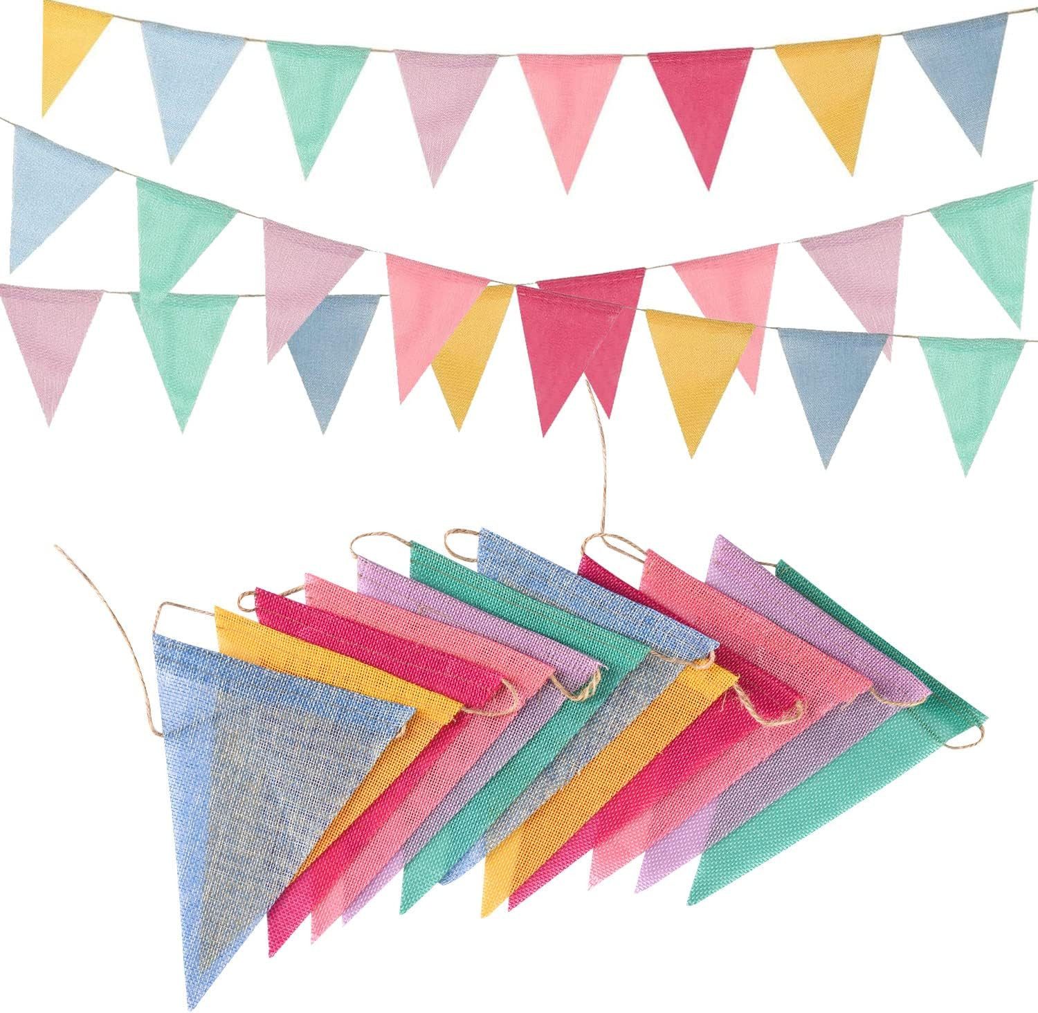 FELIXLEO Flagge 4 Stück Wimpelkette Pastell Outdoor Wetterfest 16M Girlande (1-St)