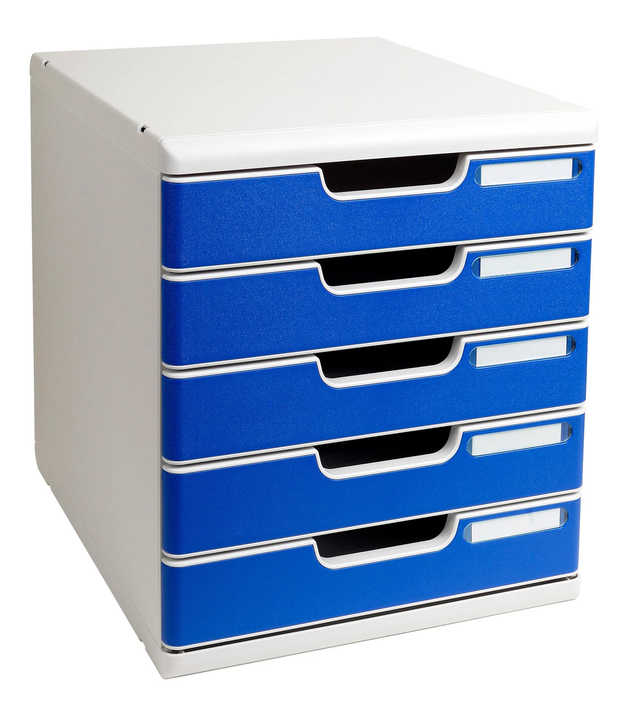 EXACOMPTA Schubladenbox Modulo A4, 5 geschlossene Schubladen, Office - Blau - 301003D, Boxen modulierbar
