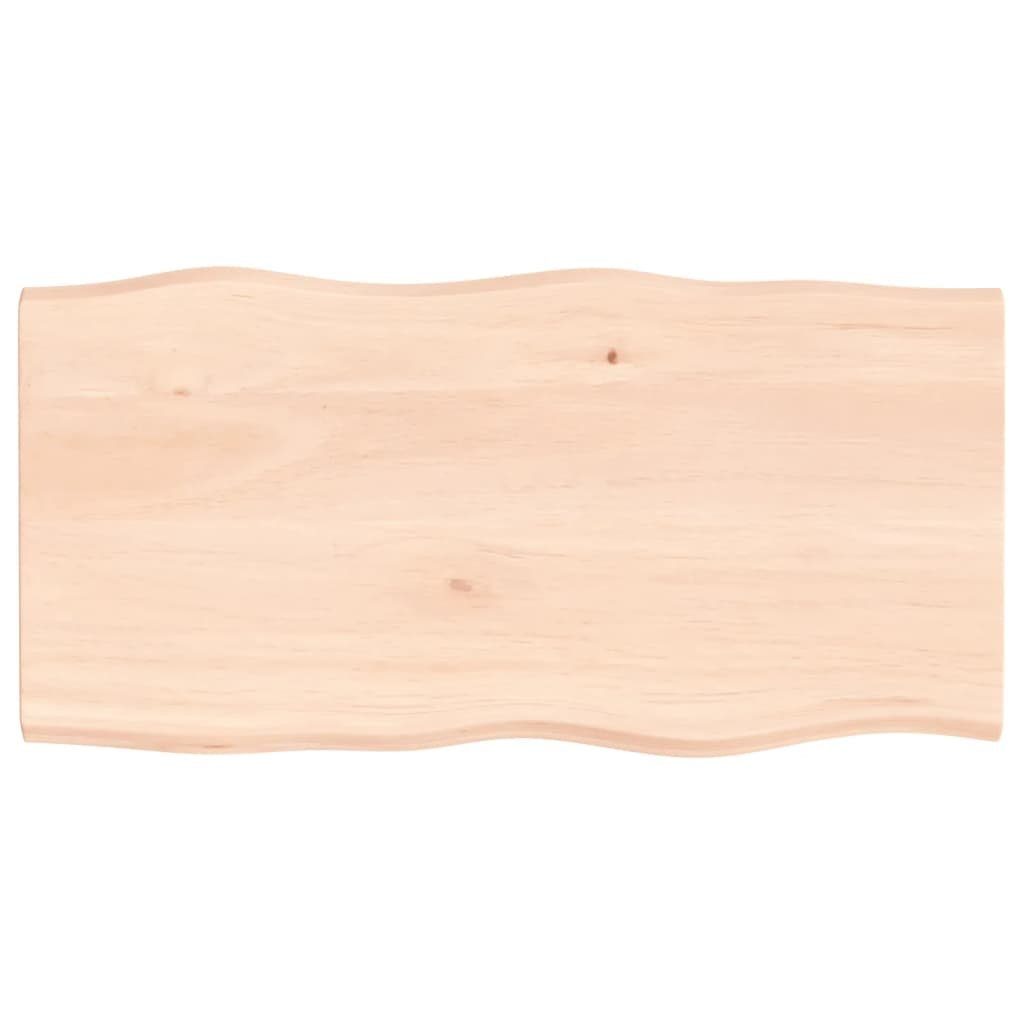 furnicato Tischplatte 100x50x2 cm Massivholz Eiche Unbehandelt Baumkante (1 St)