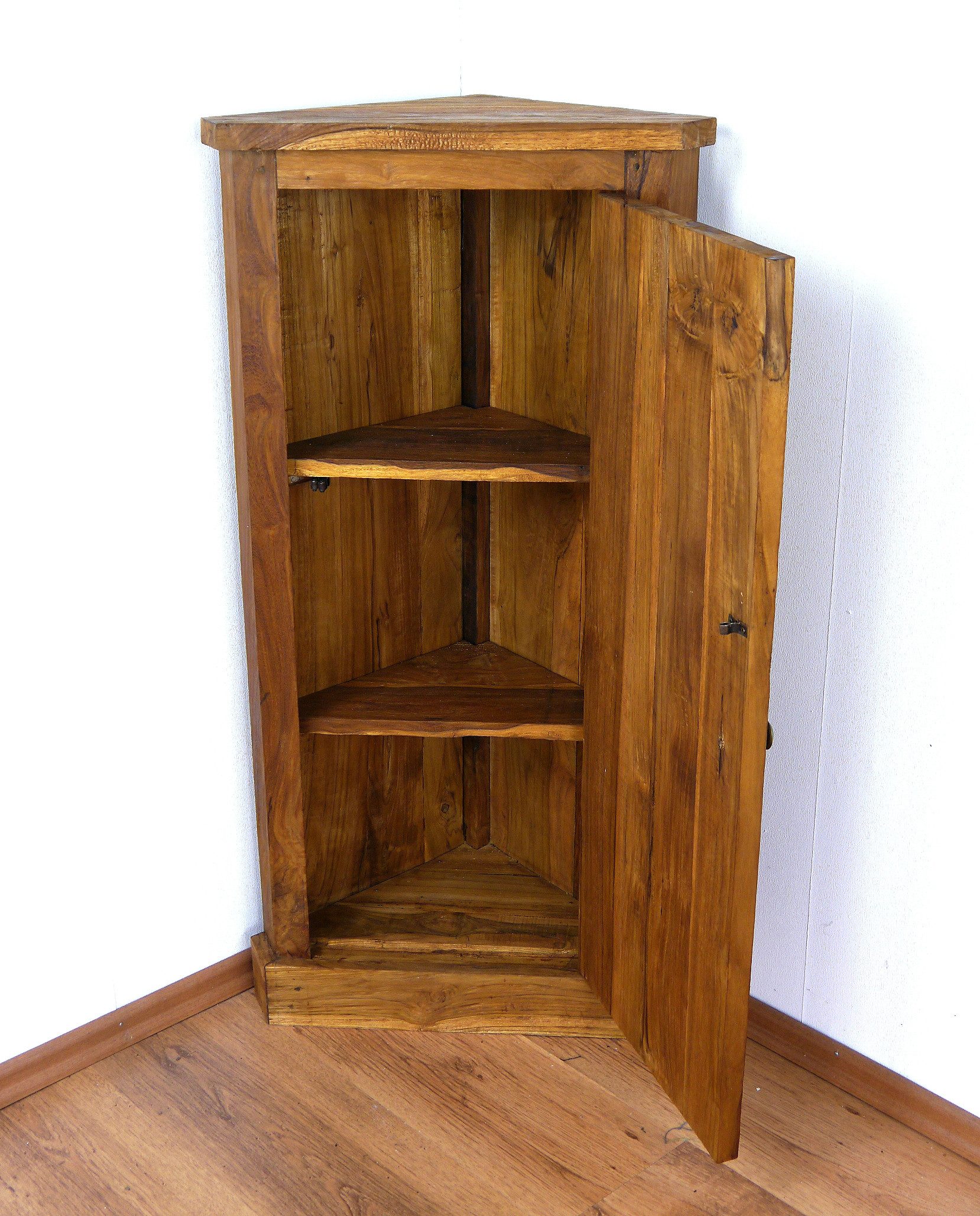 livasia Eckschrank Eckschrank mit 3 Fächern aus Java, Teakholz, 49x30x100cm