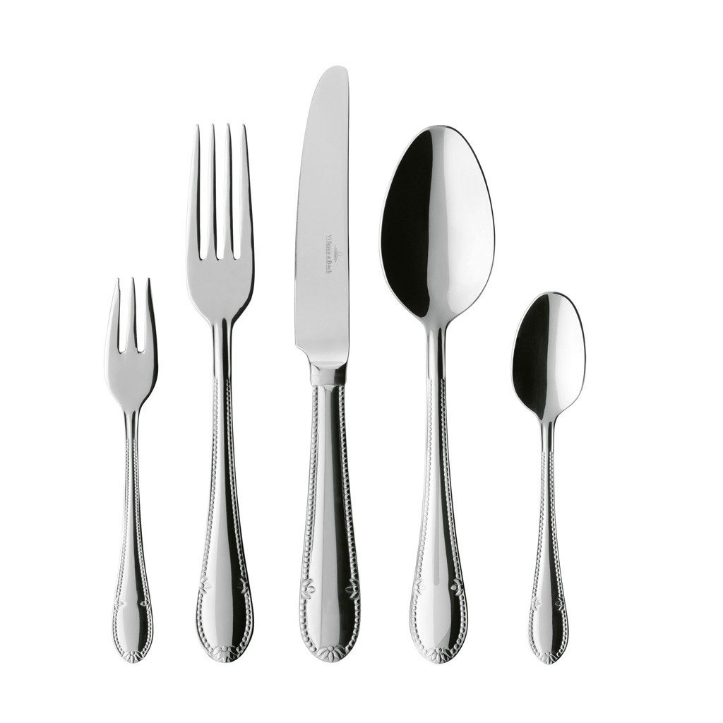 Villeroy & Boch Besteck-Set Mademoiselle Tafelbesteck 30-teilig für 6 Personen (30-tlg), 6 Personen, Edelstahl, Edelstahl, 30 Stck, spülmaschinenfest