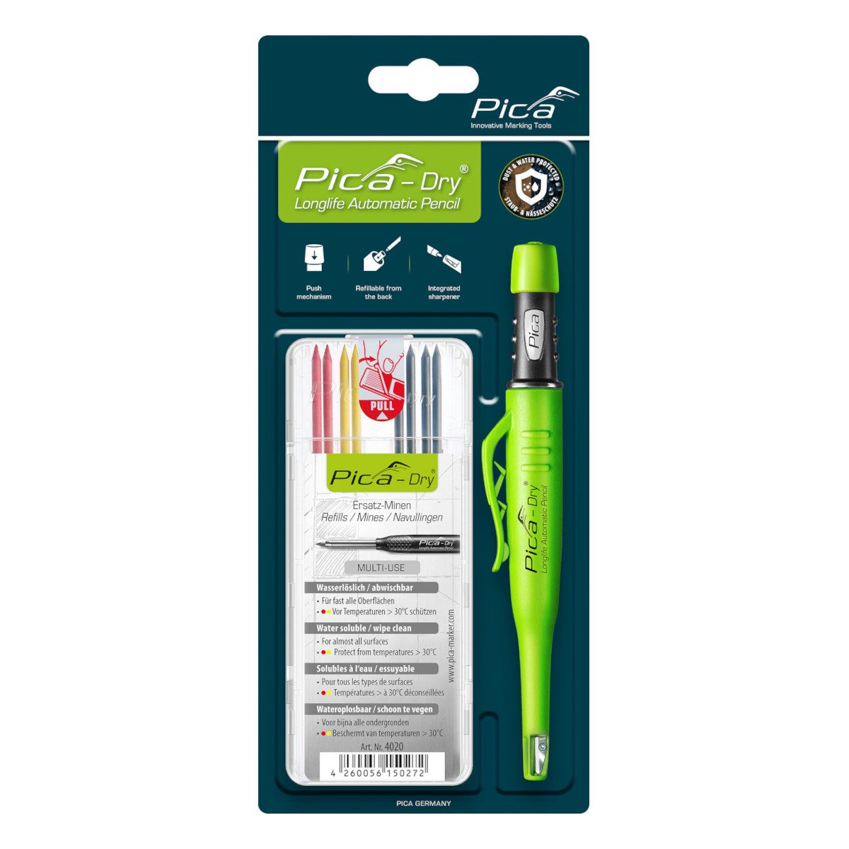 Pica Marker Pica-Dry Bundle Basic Graphit 2B - Rot - Gelb 30402