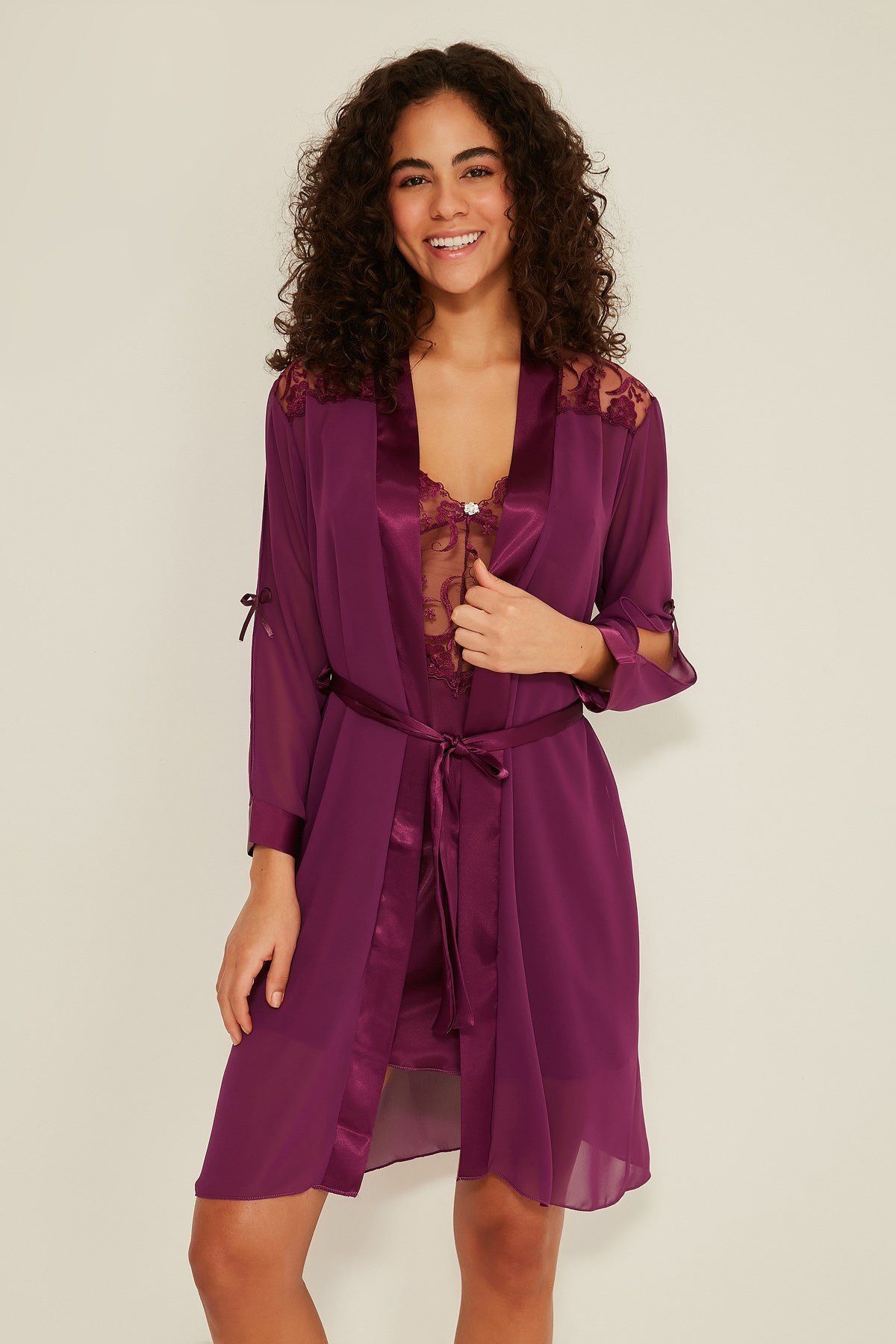 C&CITY Women's Pajamas Nightgown and Dressing Gown Set
