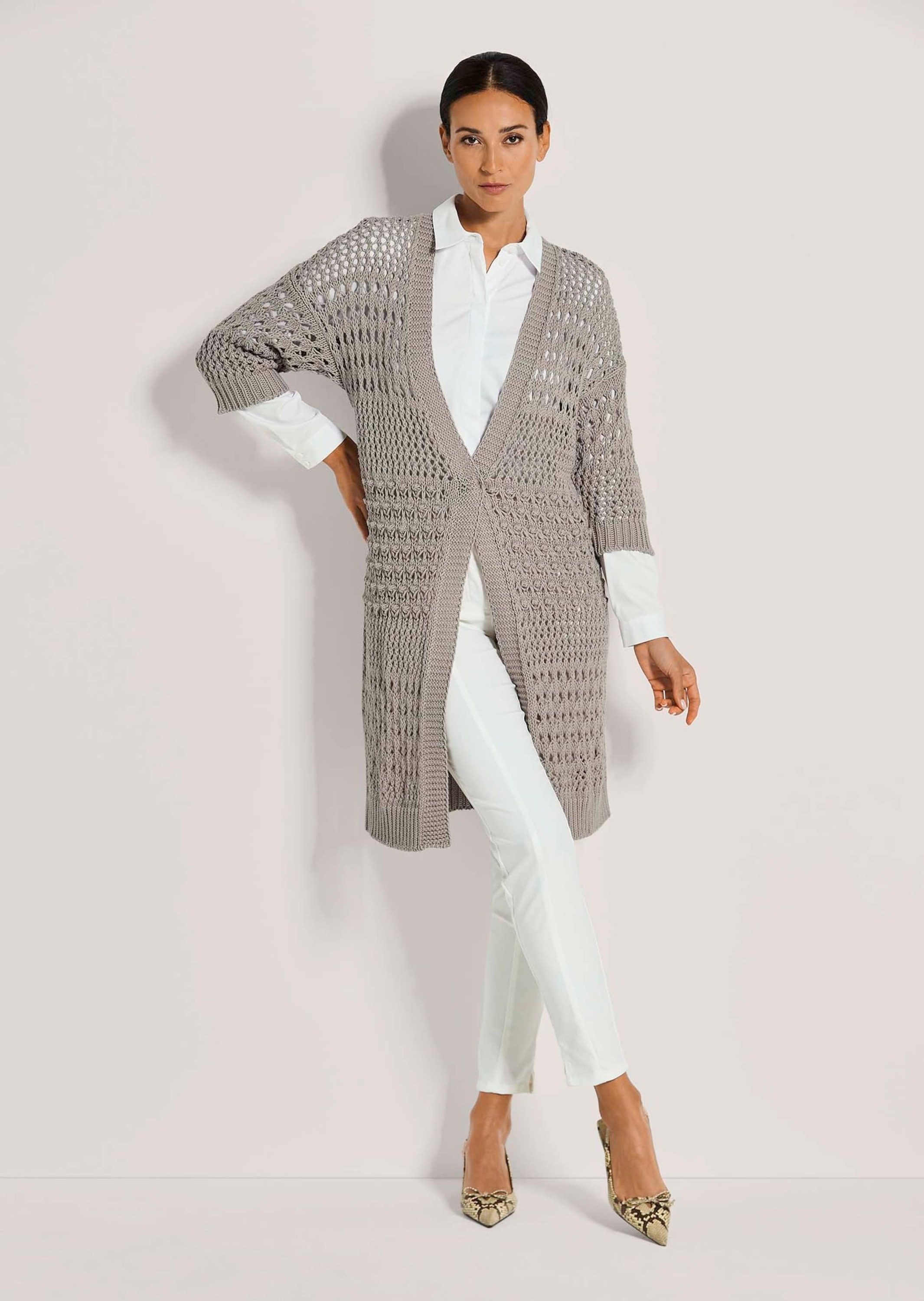 MADELEINE Strickjacke Lange Strickjacke mit Ajour-Muster günstig online kaufen