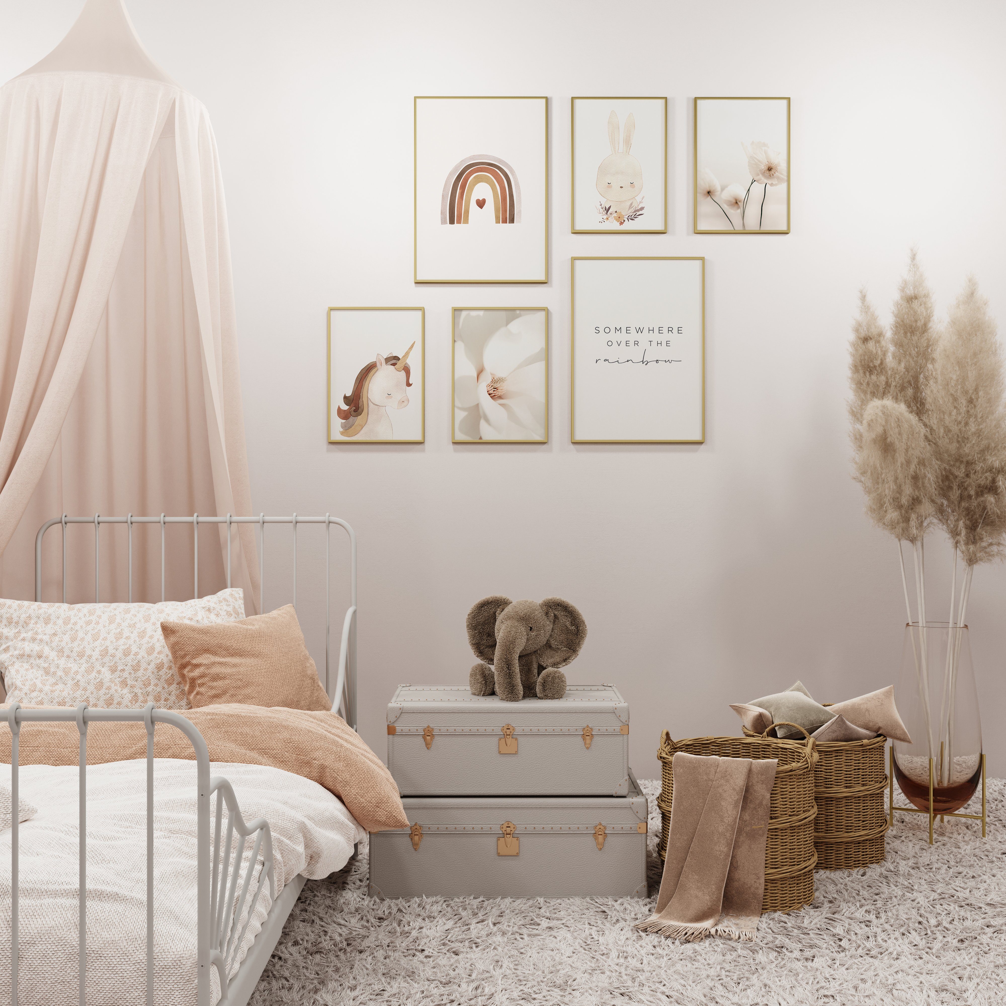 [Spezielle Produkte] Heimlich Poster Abstrakt Wohnzimmer als Deko, Bilder Baby DINA3 Pastell Set & DINA4