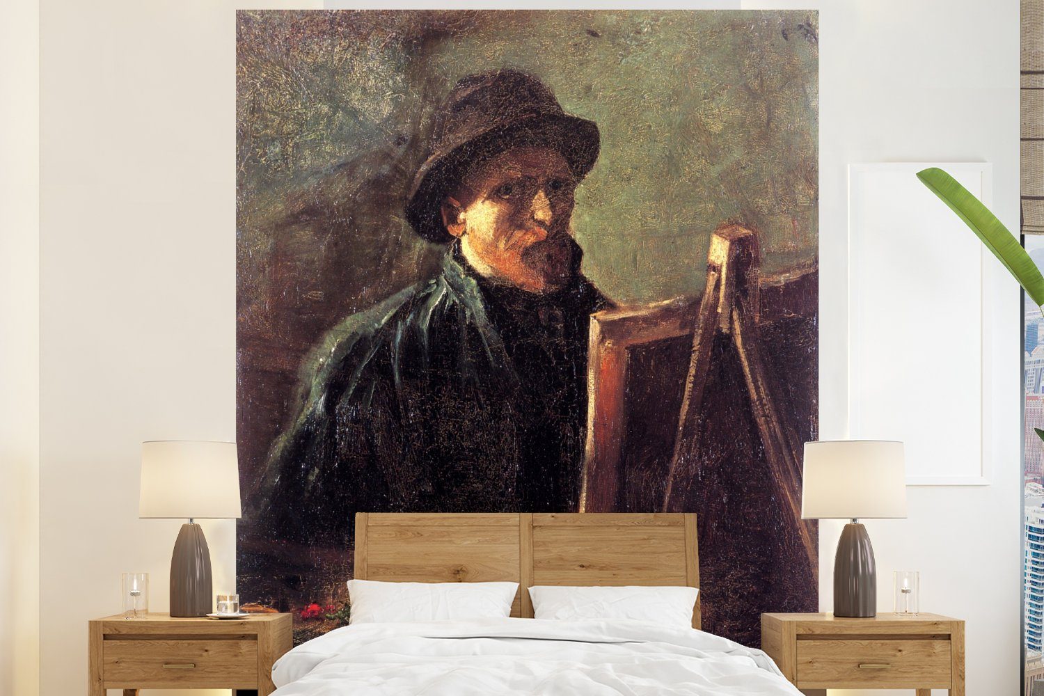 MuchoWow Fototapete Selbstbildnis als Maler - Vincent van Gogh, Matt, bedruckt, (3 St), Vliestapete für Wohnzimmer Schlafzimmer Küche, Fototapete