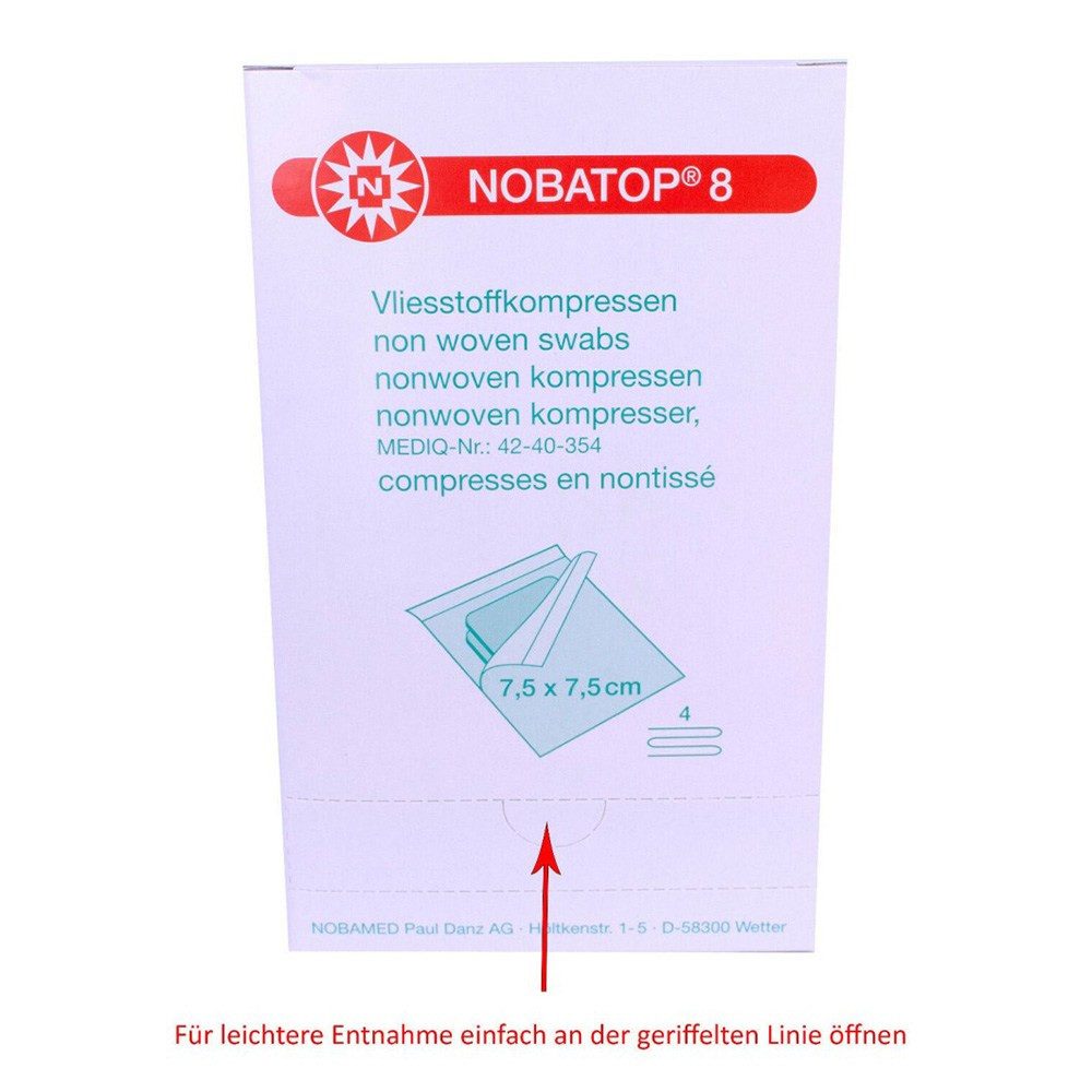 Nobamed Fixierpflaster Nobatop-steril 8 à 2 Vliesstoffkompressen, steril, 50 x 2 = 100 Stück (100-St)