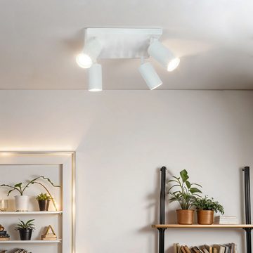 Licht-Erlebnisse Deckenstrahler LEO, ohne Leuchtmittel, 4-flammig Weiß GU10 Metall verstellbar Wohnzimmer