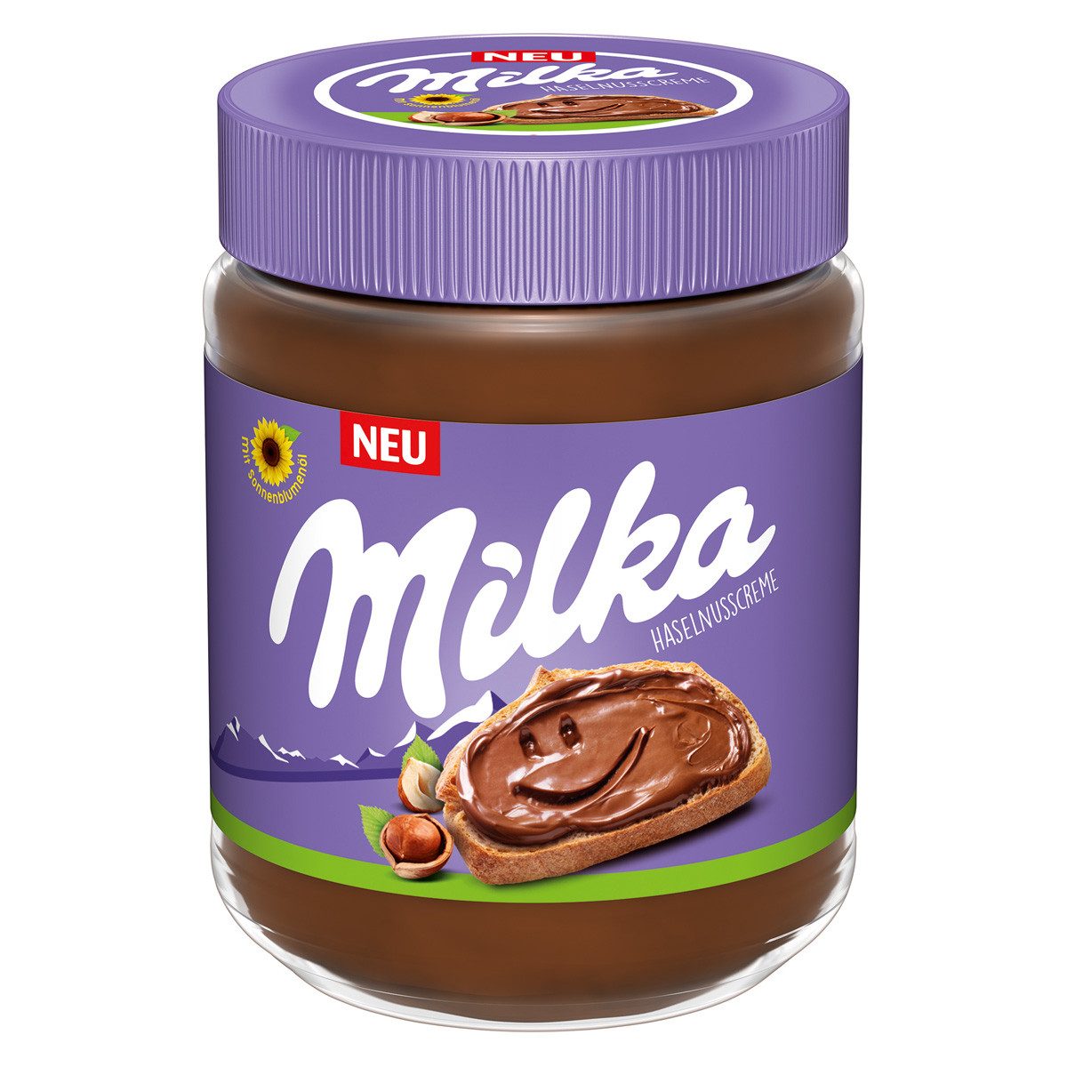 MILKA Schokoaufstrich, Milka Haselnusscreme Brotaufstrich mit vollmundigen Haselnüssen 350g