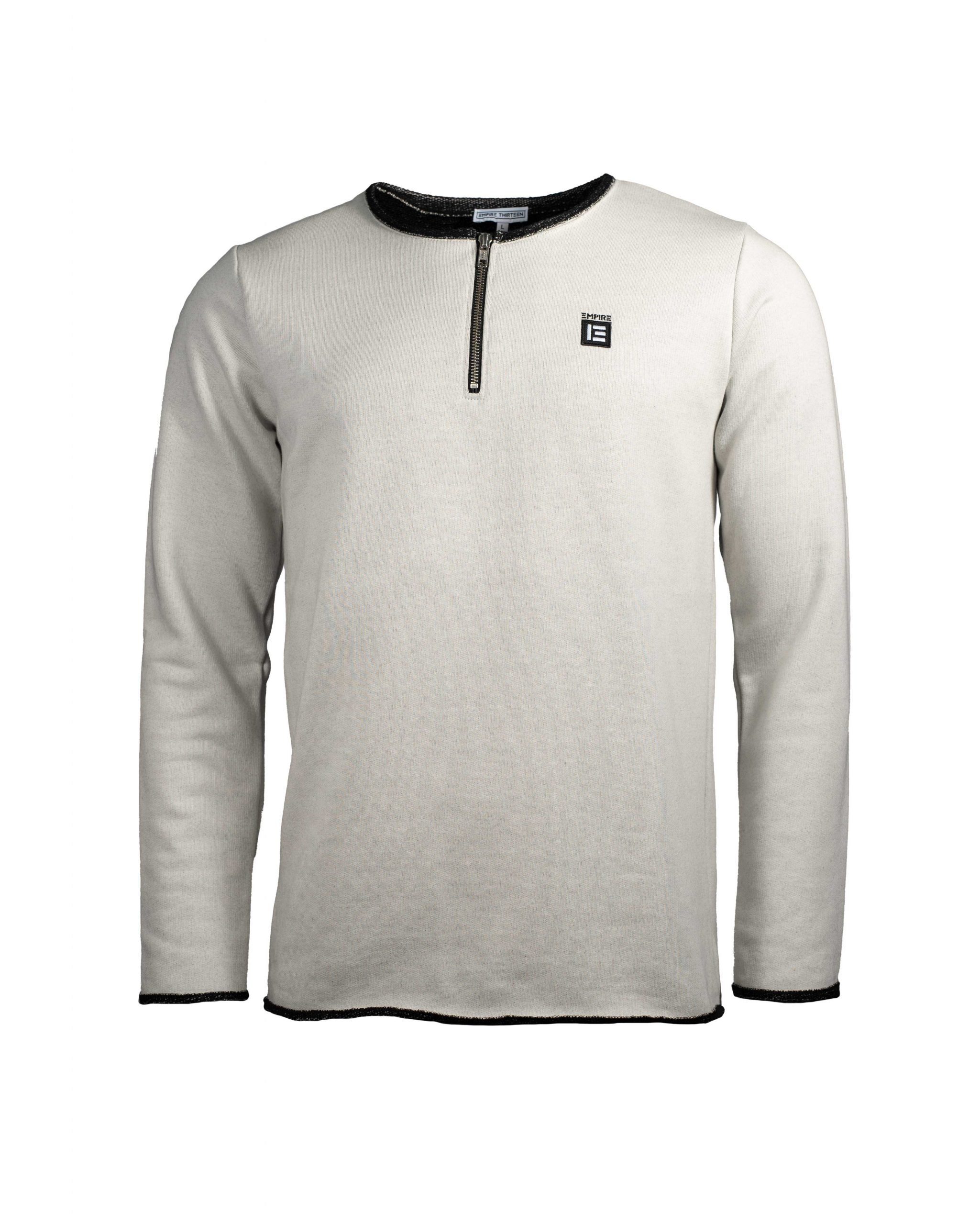 EMPIRE-THIRTEEN Sweater "EMPIRE" BASIC SWEATER MEN schwarzer Futterfaden offwhite