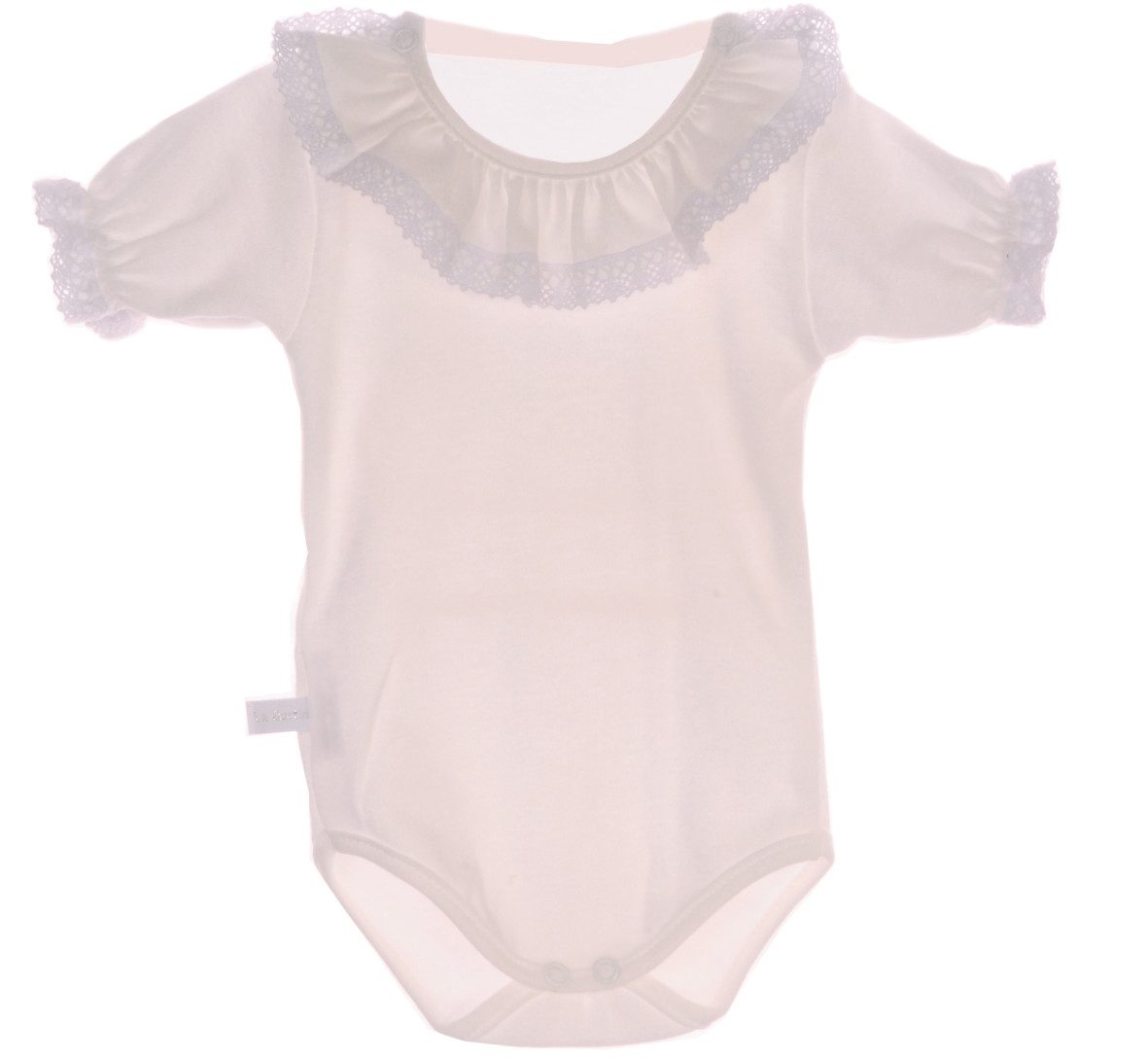 La Bortini Body Baby Kurzarmbody in Creme mit festlichem Kragen aus reiner Baumwolle, 44 50 56 62 68 74 80 86 92 98