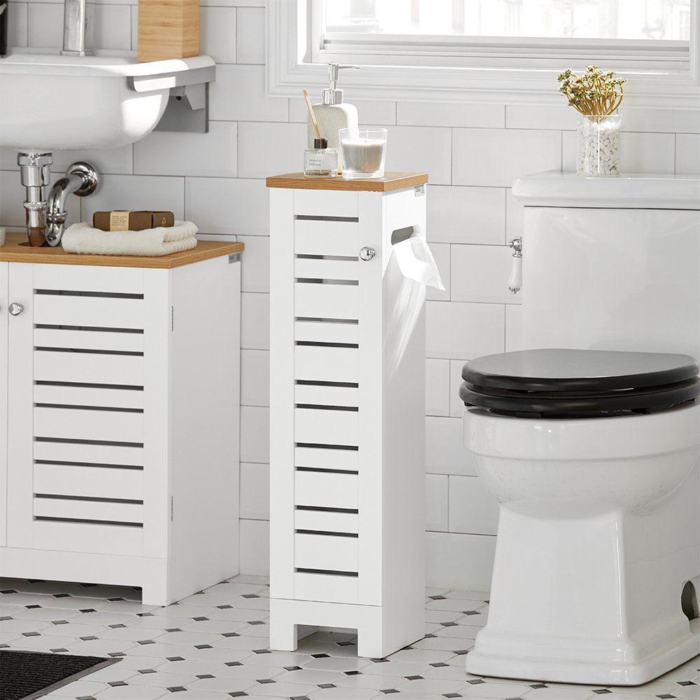 SoBuy Toilettenpapierhalter BZR85, Freistehend Toilettenschrank Badregal günstig online kaufen