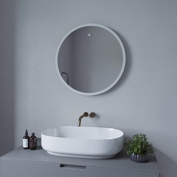 AQUABATOS Badspiegel LED Badspiegel mit Beleuchtung rund Bad Spiegel Badezimmerspiegel, 60x60x2.5cm,Gestensteuerung,Kaltweiß 6400K,Slim Design