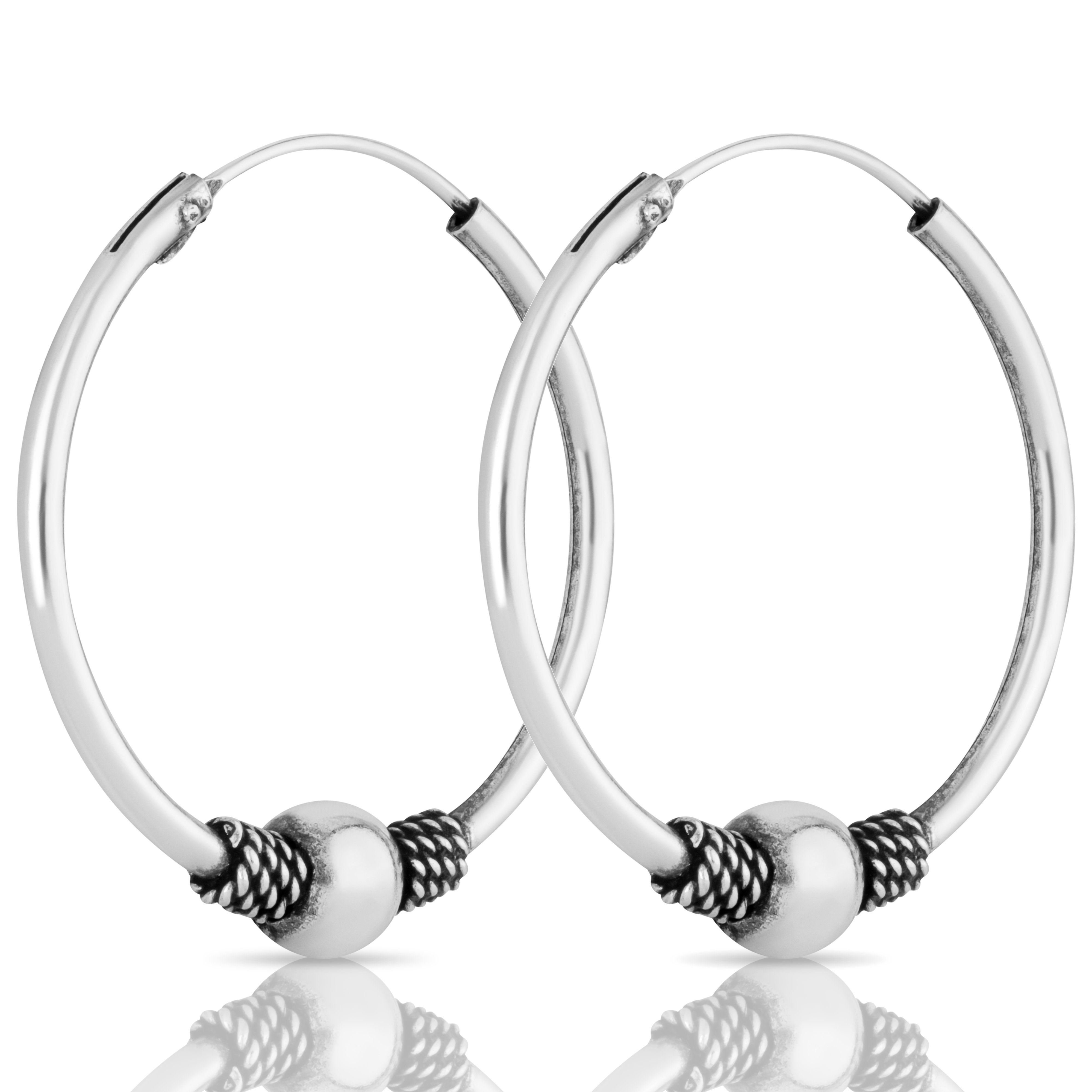 Paar Creolen Paar Bali Kugel Creolen 25mm 925 Sterling Silber M