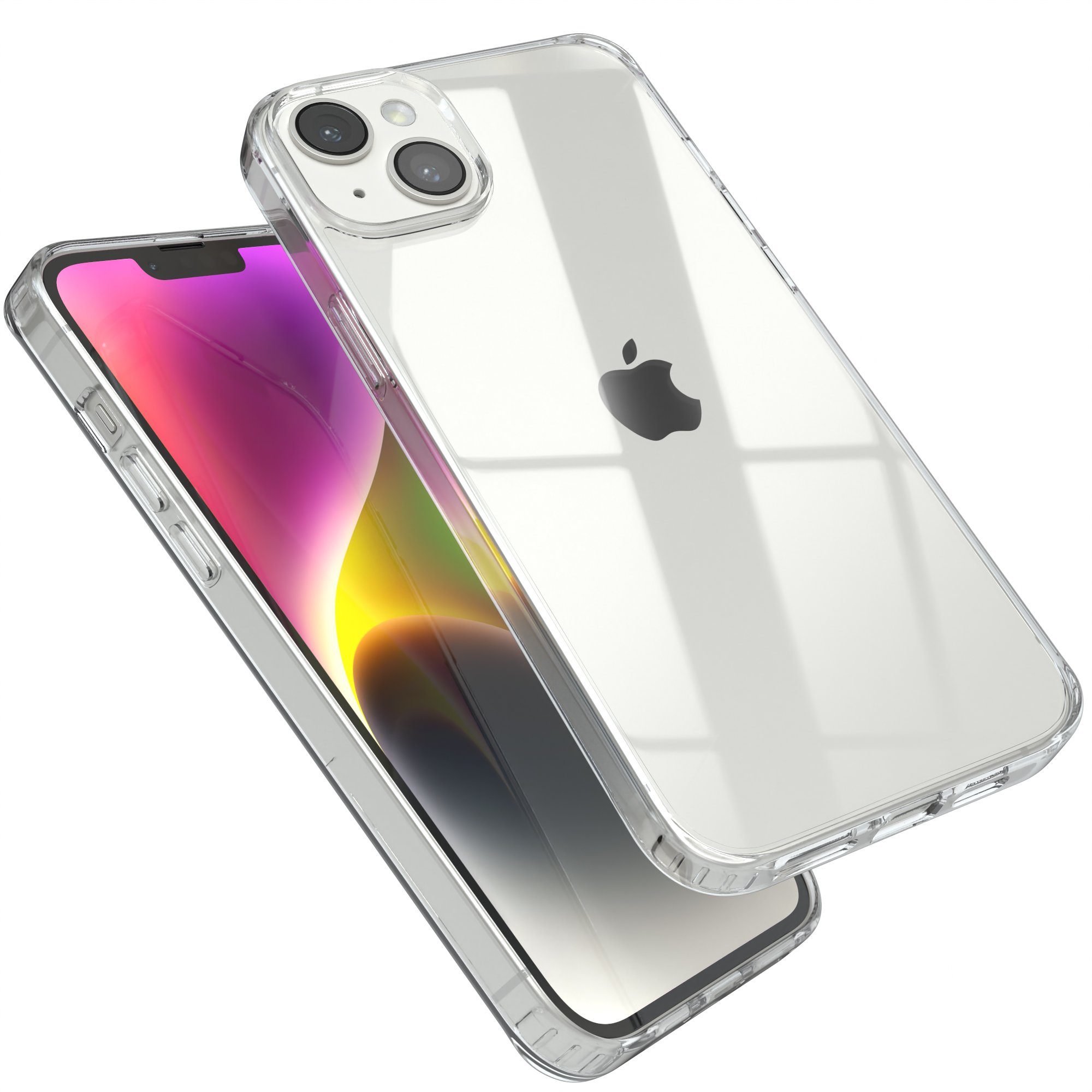 EAZY CASE Handyhülle Crystal Clear Case für Apple iPhone 14 Plus 6,7 Zoll, Schutzhülle Kameraschutz Silikonhülle Transparent Handyhülle Slimcover