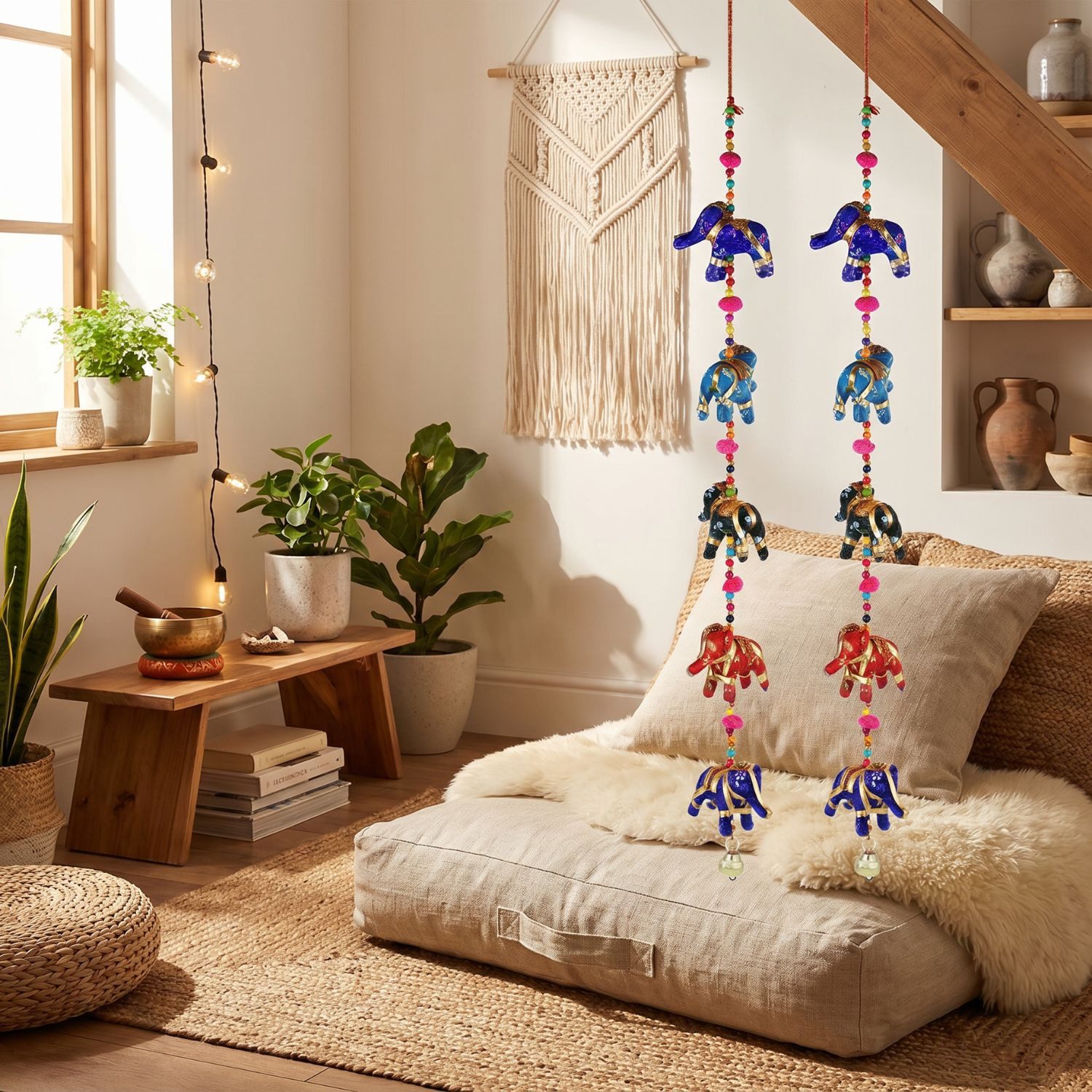 Marrakesch Orient & Mediterran Interior Hängedekoration Dekoanhänger Elefantenzauber im Boho-Stil aus Baumwolle, bunt 80 cm – Bild 2 von 5