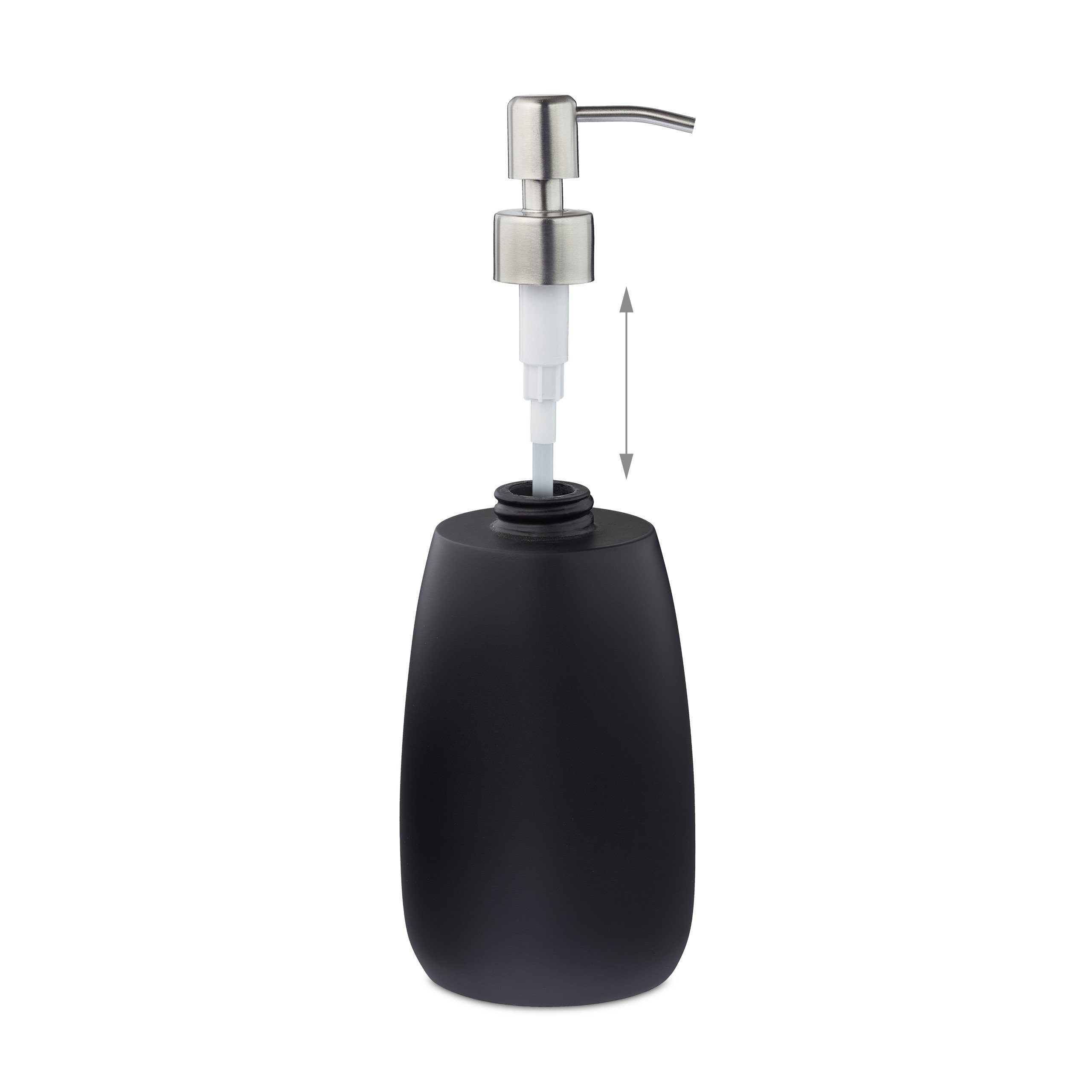 relaxdays Seifenspender Edelstahlpumpe klassisch, schwarz