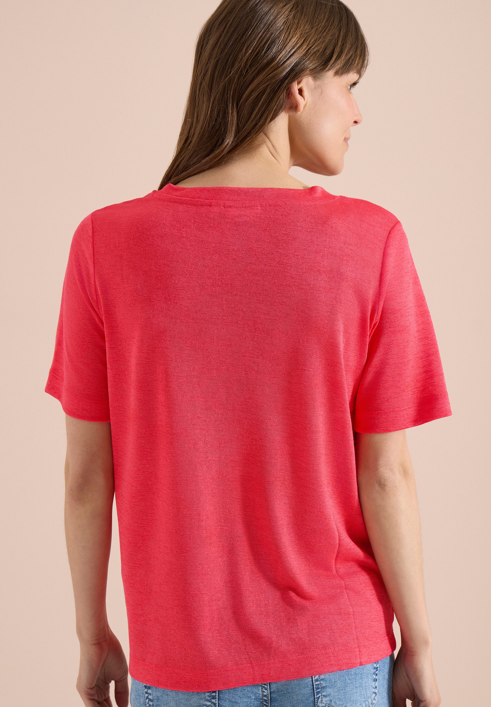 CECIL Kurzarmshirt Sommershirt in Leinen-Optik mit Print