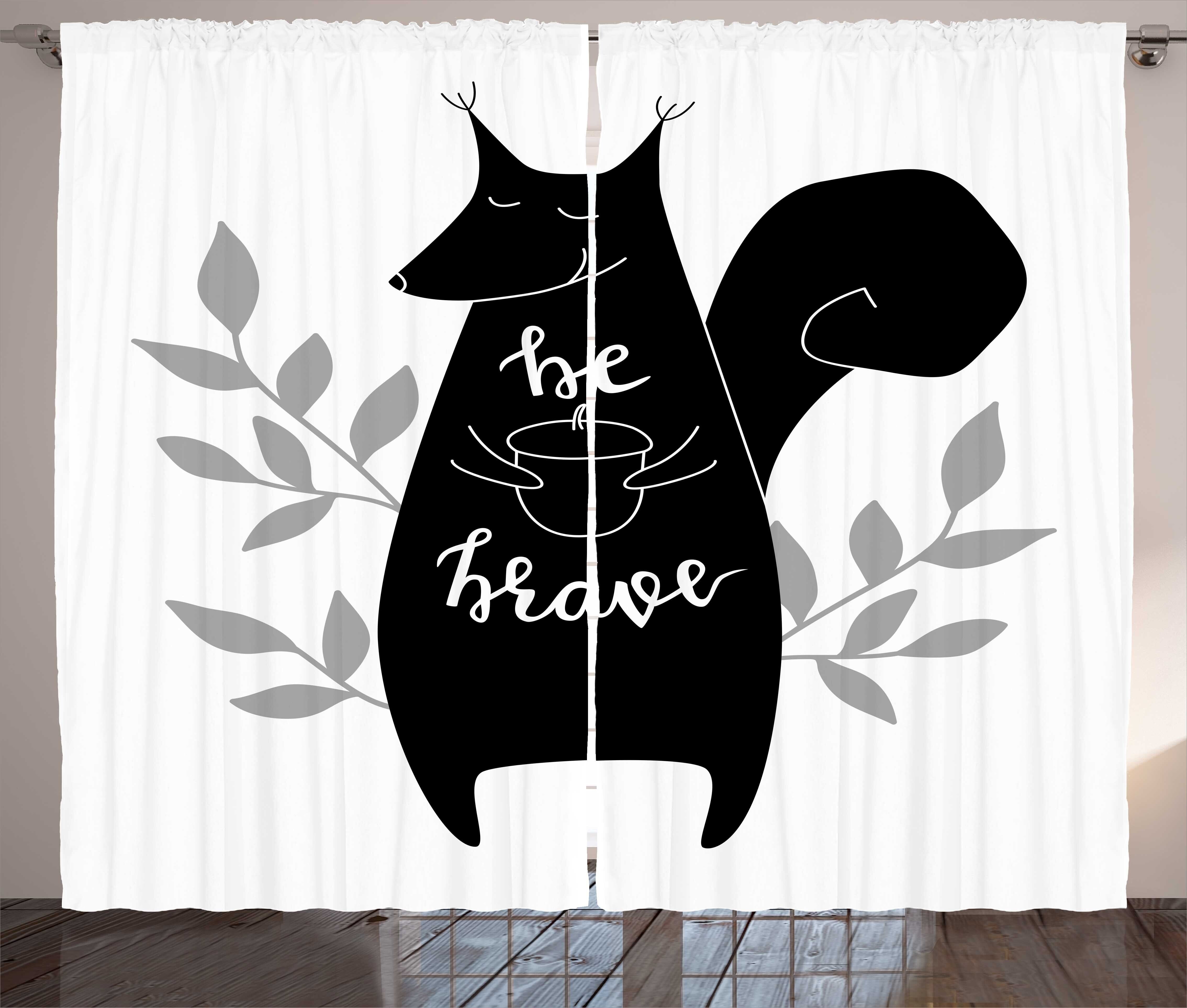 Gardine Schlafzimmer Kräuselband Vorhang mit Schlaufen und Haken, Abakuhaus, Eichhörnchen Be Brave Worte Inspiration