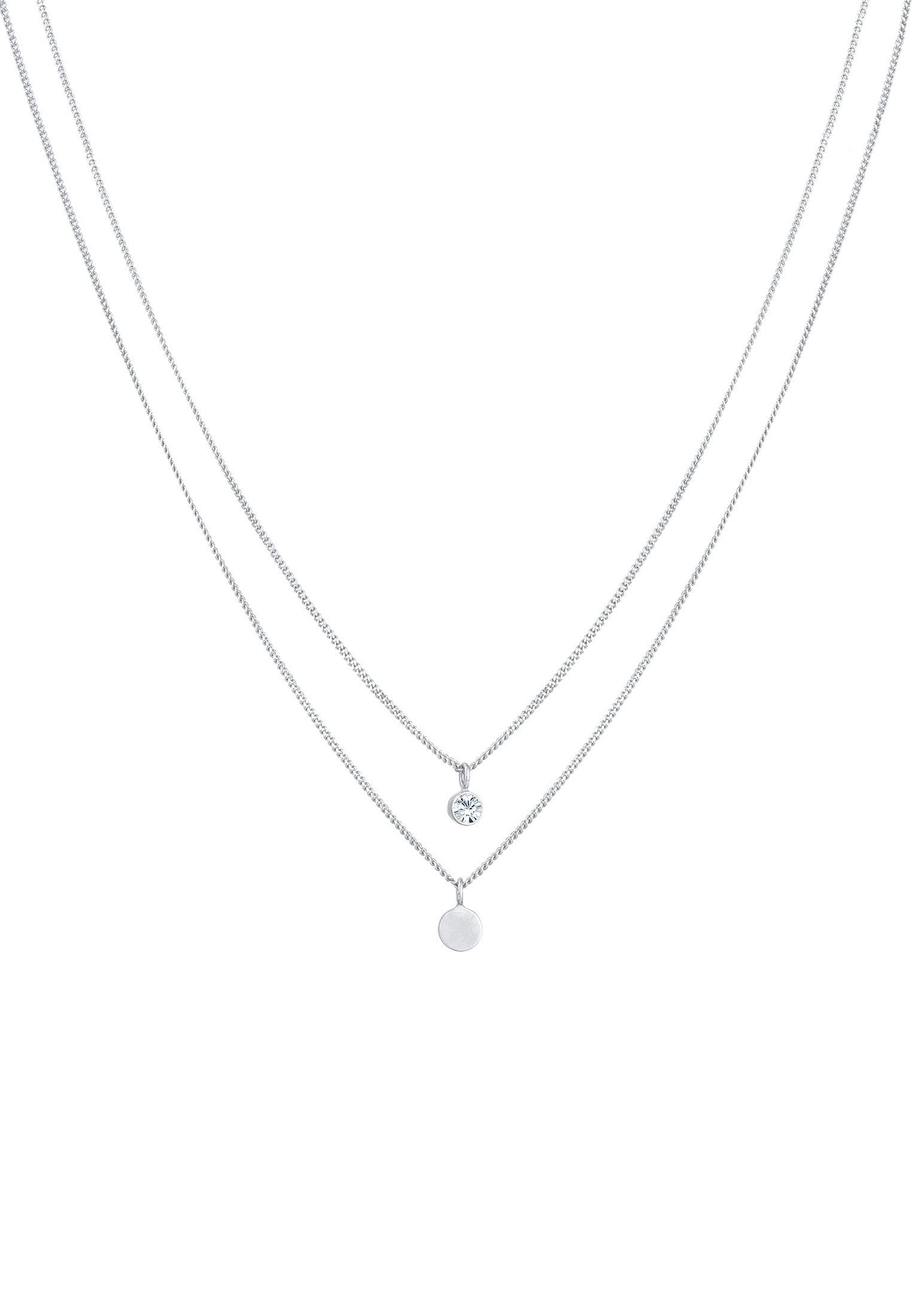Elli Ketten-Set Layer Plättchen mit Kristallen von Swarovski® 925 Silber, Plättchen