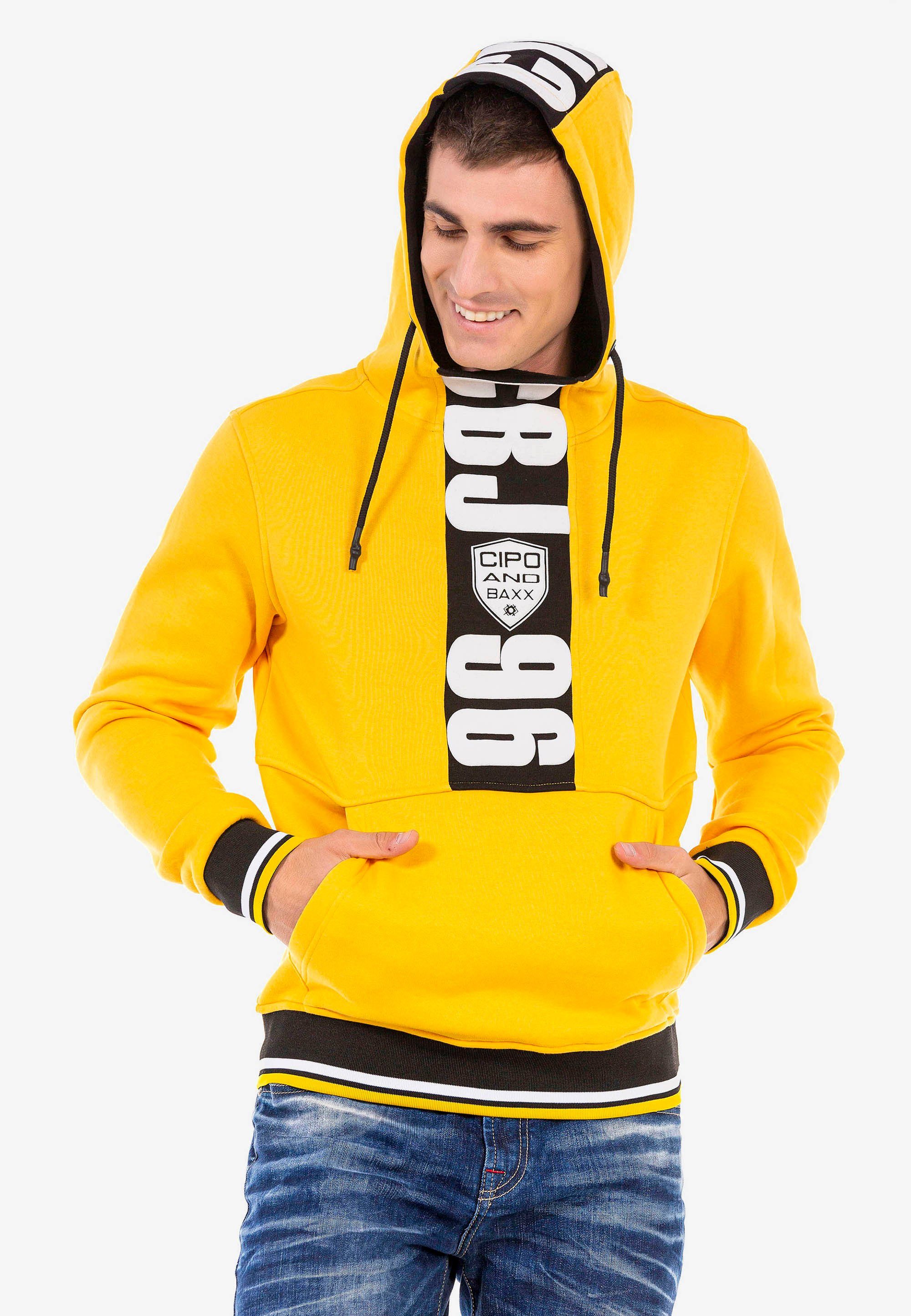 Baxx & Markenprints Kapuzensweatshirt mit tollen gelb Cipo