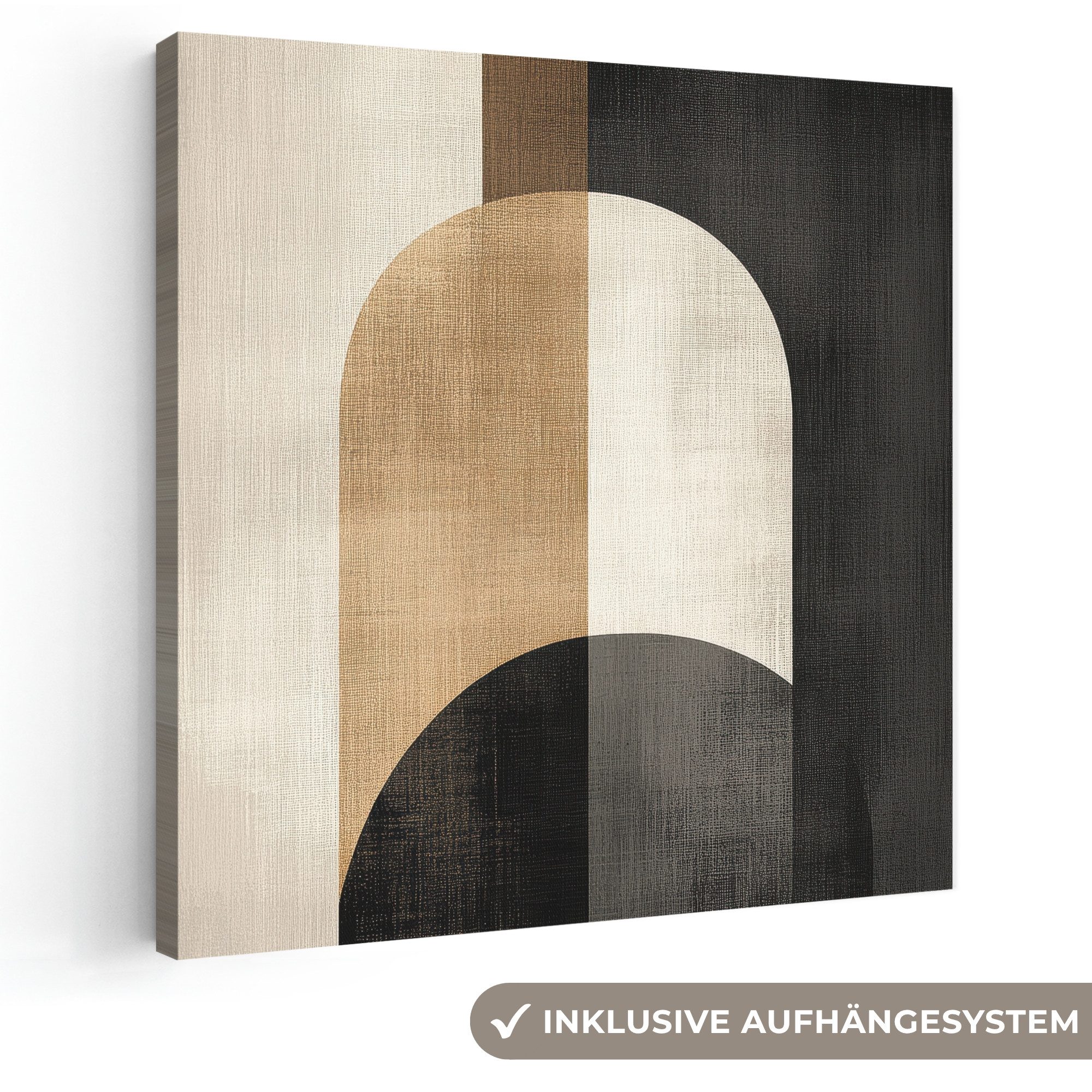 OneMillionCanvasses® Leinwandbild Geometrisch - Formen - Weiß, Fotodruck (1 St), Wandbild, Deko Schlafzimmer Wohnzimmer Flur 20x20 cm