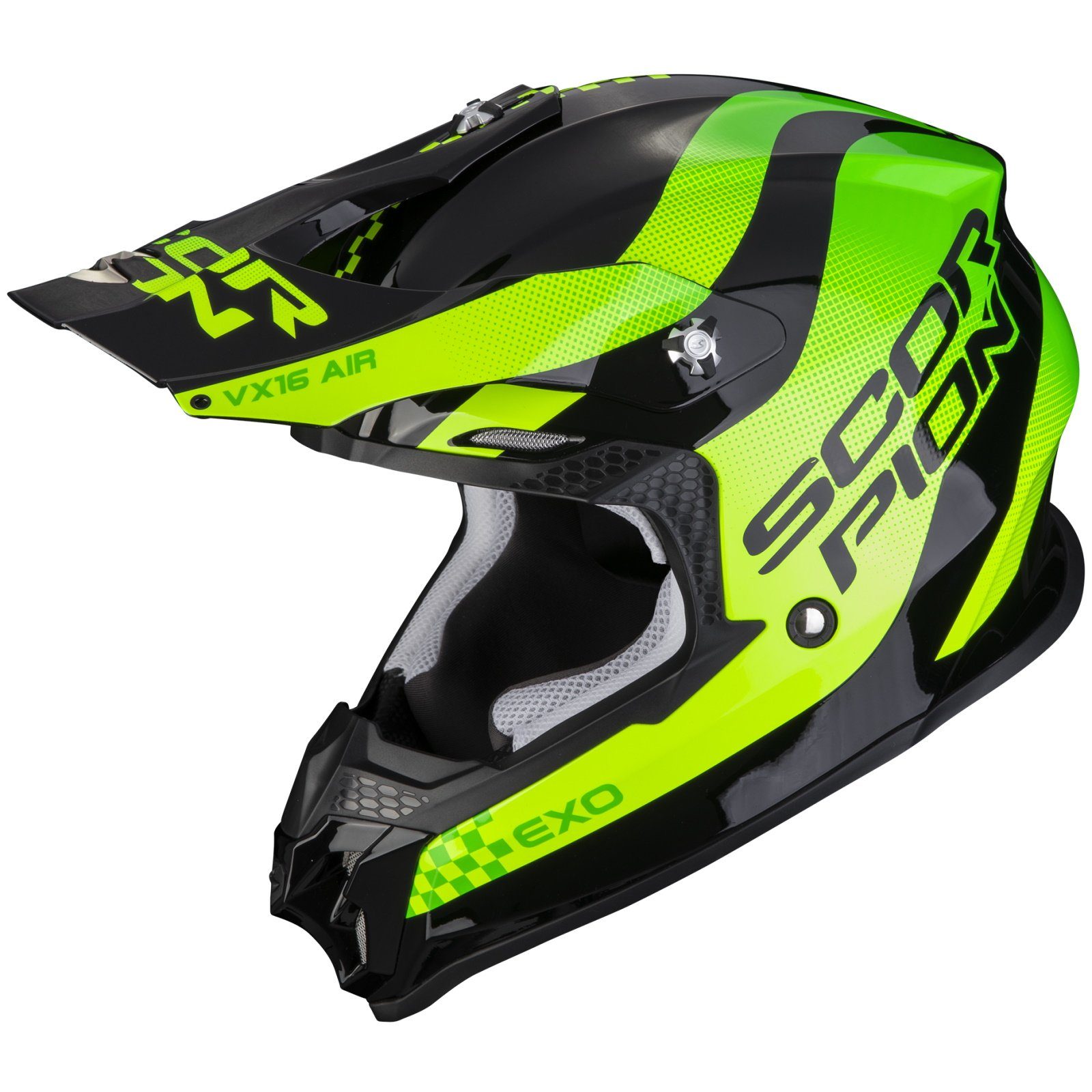 Scorpion Exo Motorradhelm Scorpion VX-16 Evo Air Soul Crosshelm Schwarz / Grün (1er Set), crosshelm
