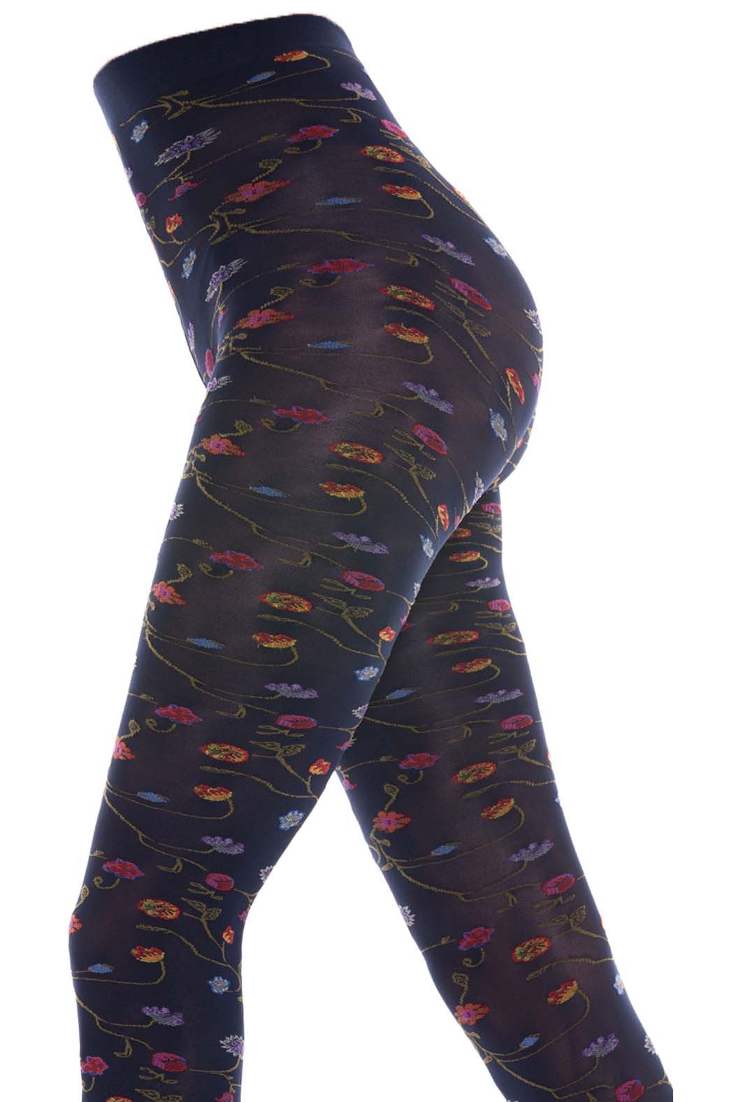 Sangiacomo Feinstrumpfhose Damen mit Floralem Muster FLEURS 80 DEN 80 DEN (1 St. 1er-Pack) Blickdicht, matt