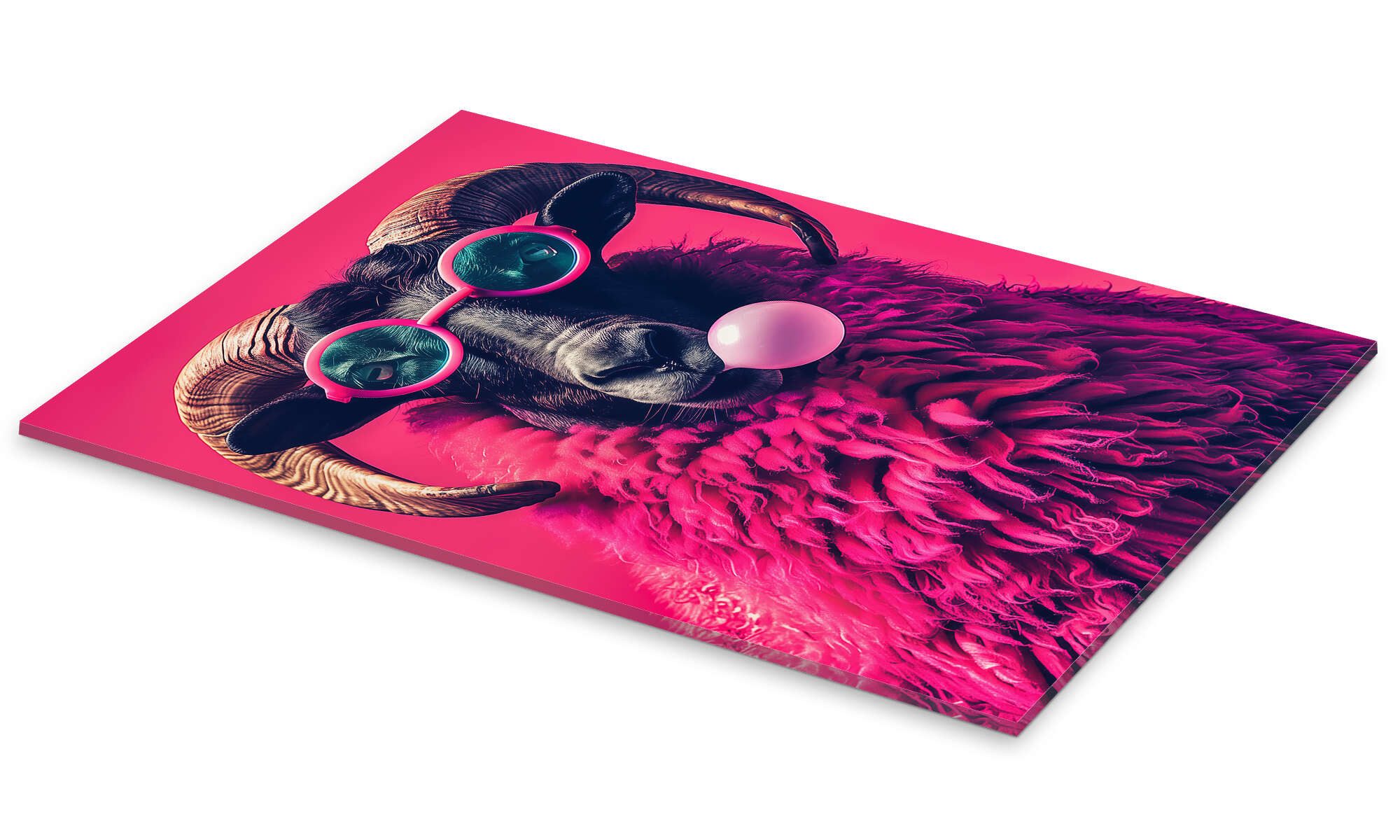 Posterlounge Wandbild Pink Pop Art Widder genießt das Leben, Frank Daske, erhältlich als Poster, Leinwandbild, Wandsticker oder Acrylglasbild