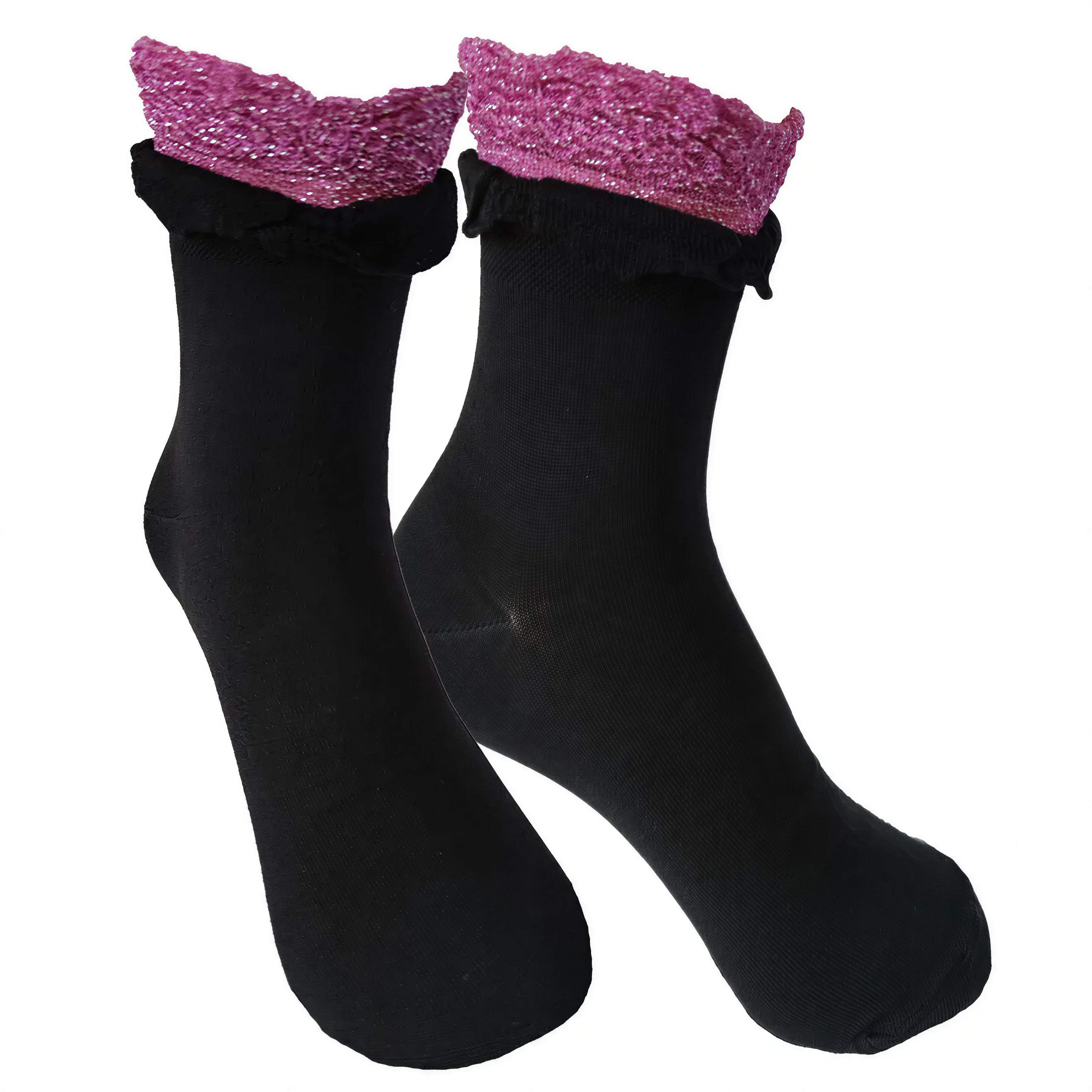 Sangiacomo Kurzsocken Damen mit Glitzerabschlussbund (Packung, 1-Paar) elegant
