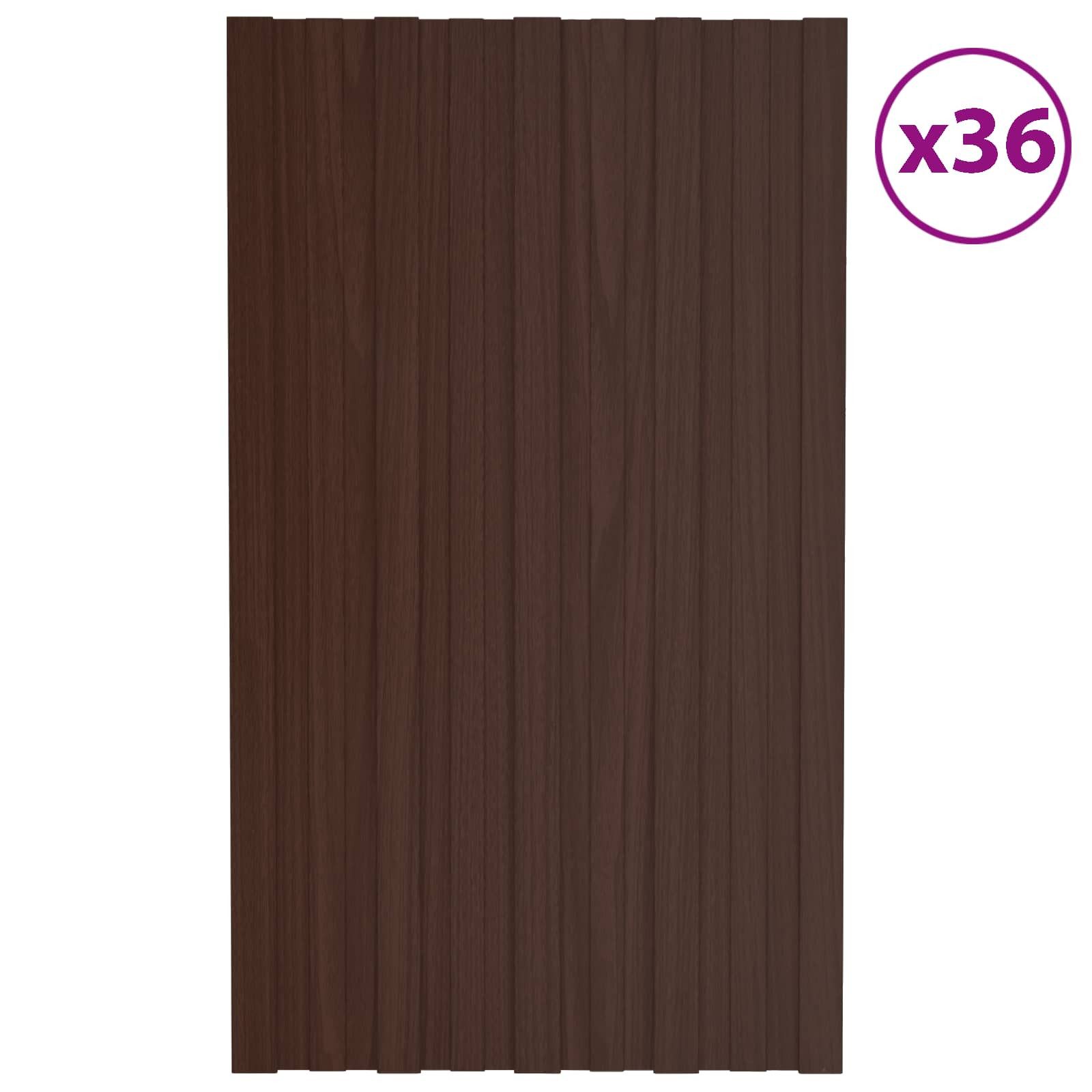 vidaXL Terrassendach Dachpaneel 36 stk. Braun 80 x 45 cm Verzinkter Stahl, (36-St)