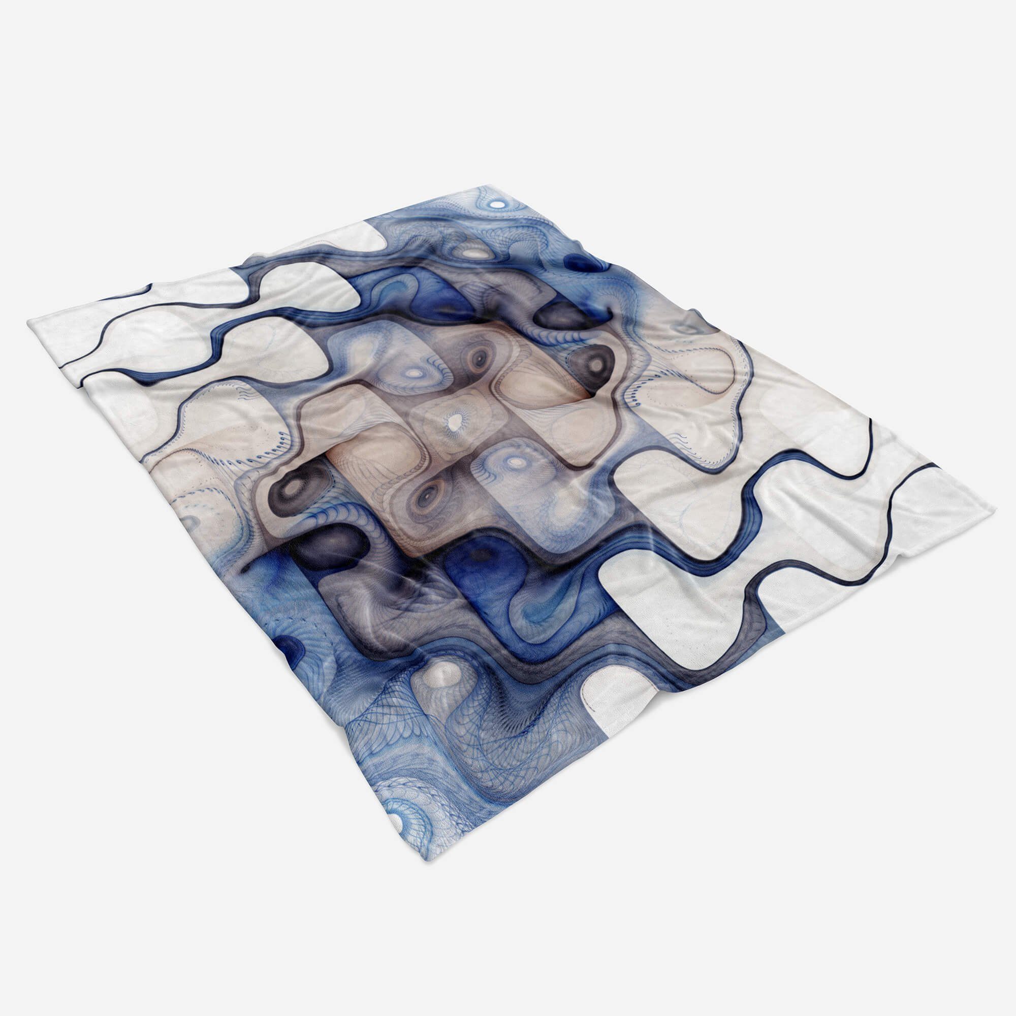Kuscheldecke Fotomotiv Saunatuch (1-St), Kunstvoll Strandhandtuch Art Handtücher mit Muster Handtuch A, Baumwolle-Polyester-Mix Abstrakte Handtuch Sinus