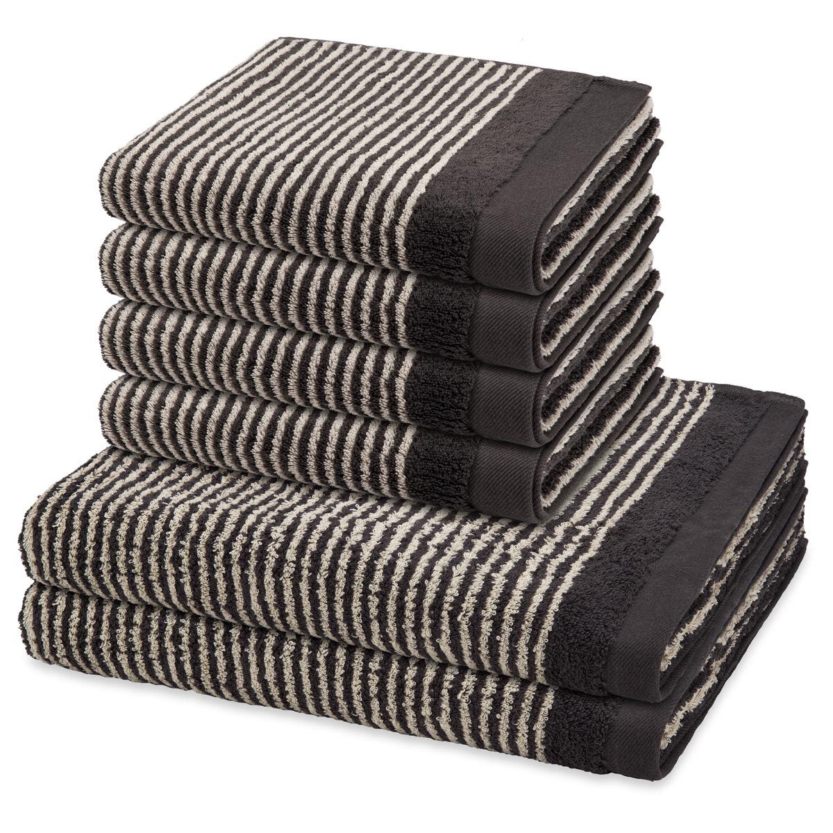 ROSS Handtuch Set Stripes, Frottee (Spar-Set, 6-St), 4 X Handtuch 2 X Duschtuch im Set - Baumwolle - Saugstark