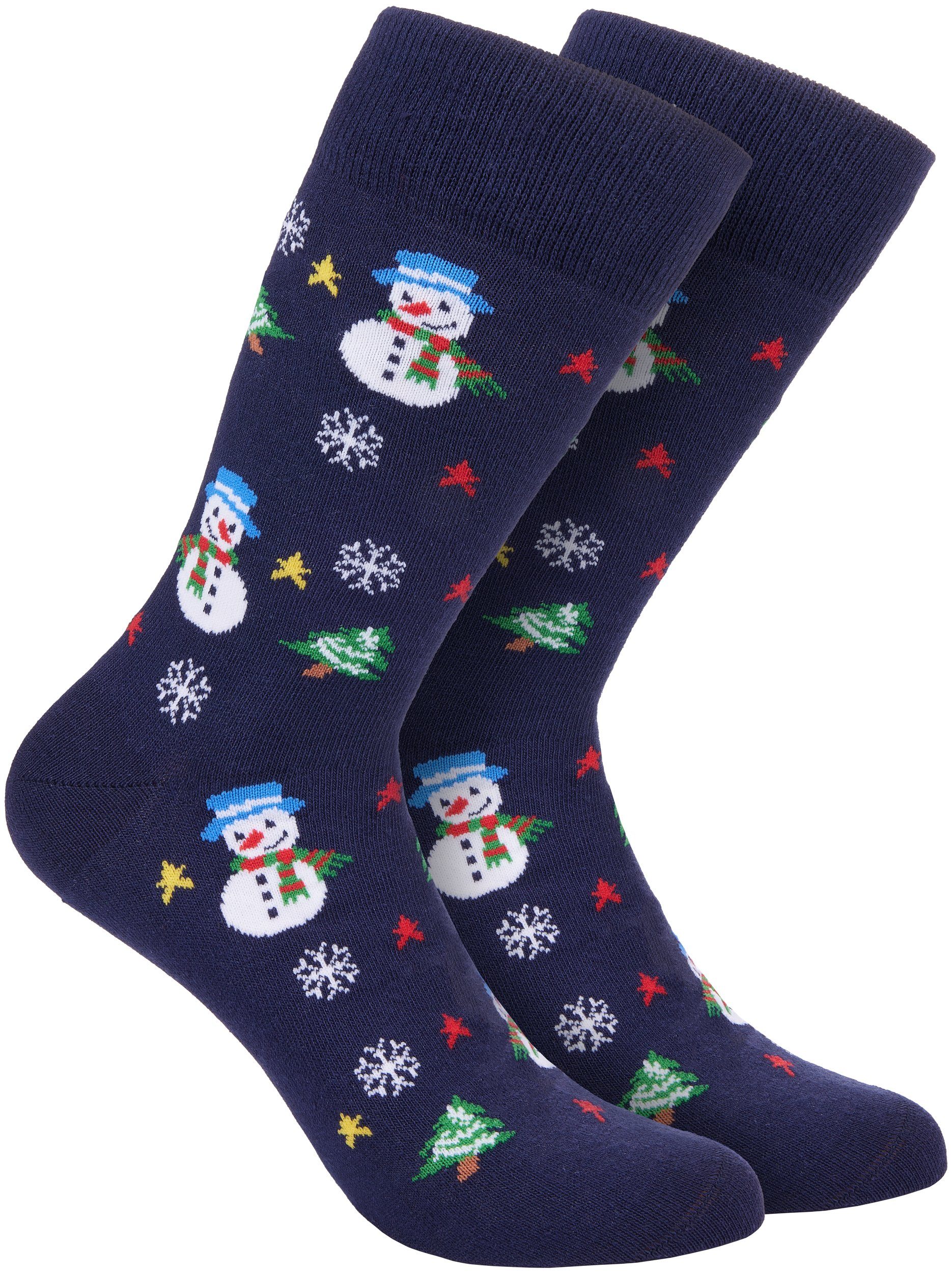 (1-Paar, Festliche BRUBAKER Wintersocken) Weihnachtsmotive - und Baumwolle Herren Weihnachtssocken Socken Weihnachten - für Damen Unisex Socken