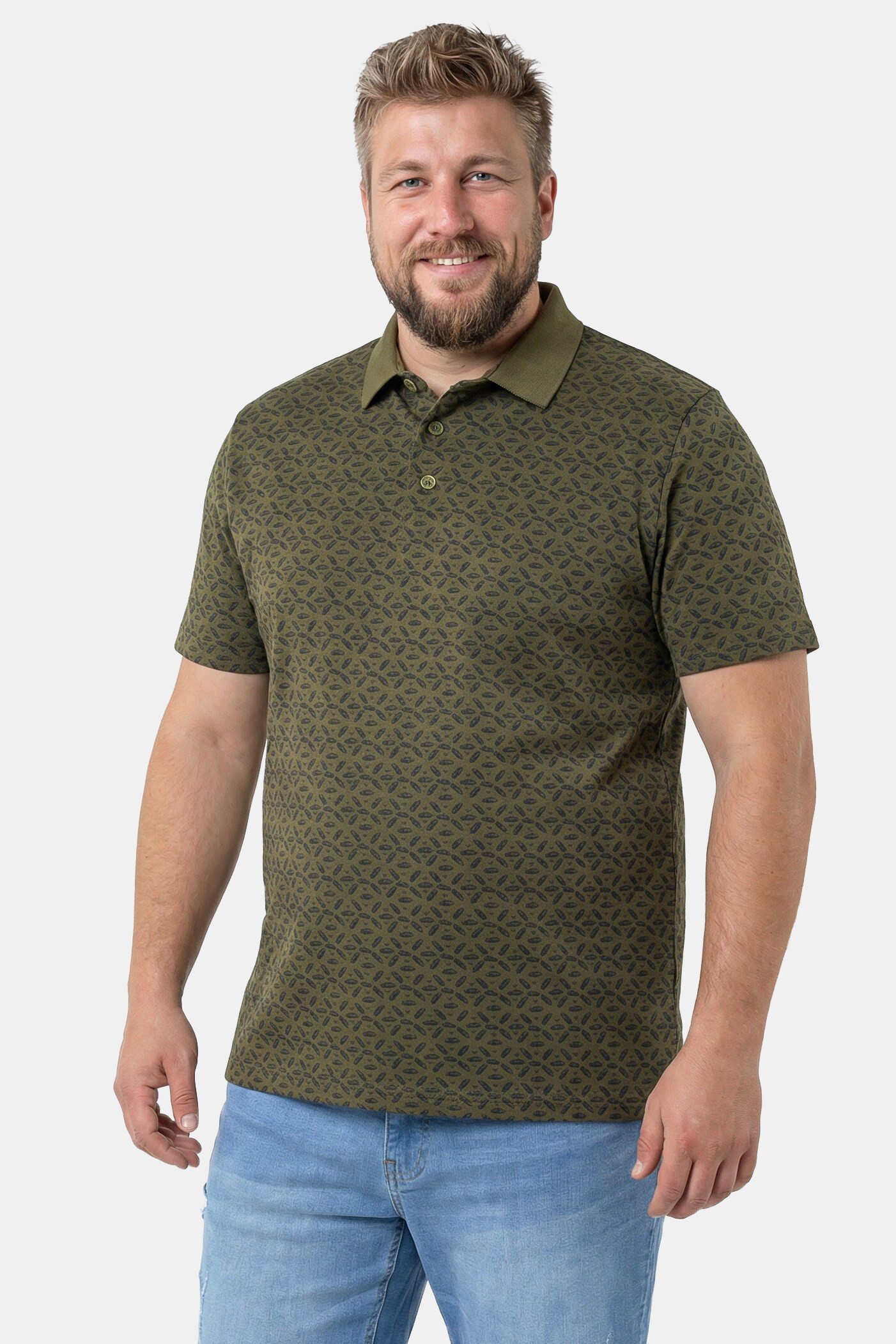 Men Plus Poloshirt Poloshirt Halbarm Jersey Alloverprint bis 8 XL