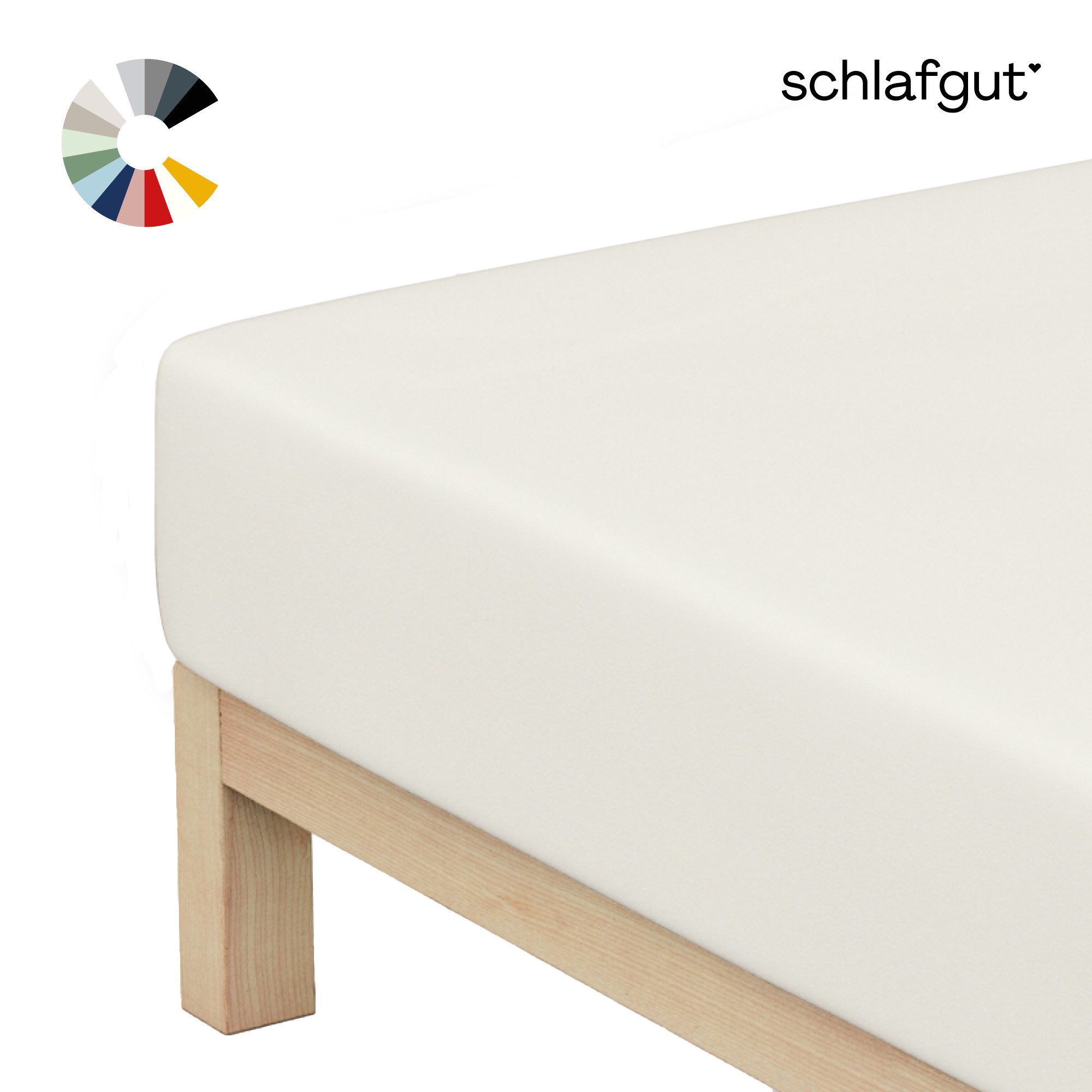 Schlafgut Spannbettlaken Basic Cotton Bettlaken, 160 g/m², 100% Baumwolle, Spannbetttuch, Jersey, Gummizug: rundum, (1 Stück), Spannbettlaken bis 20 cm Matratzenhöhe, bügelfrei und pflegeleicht
