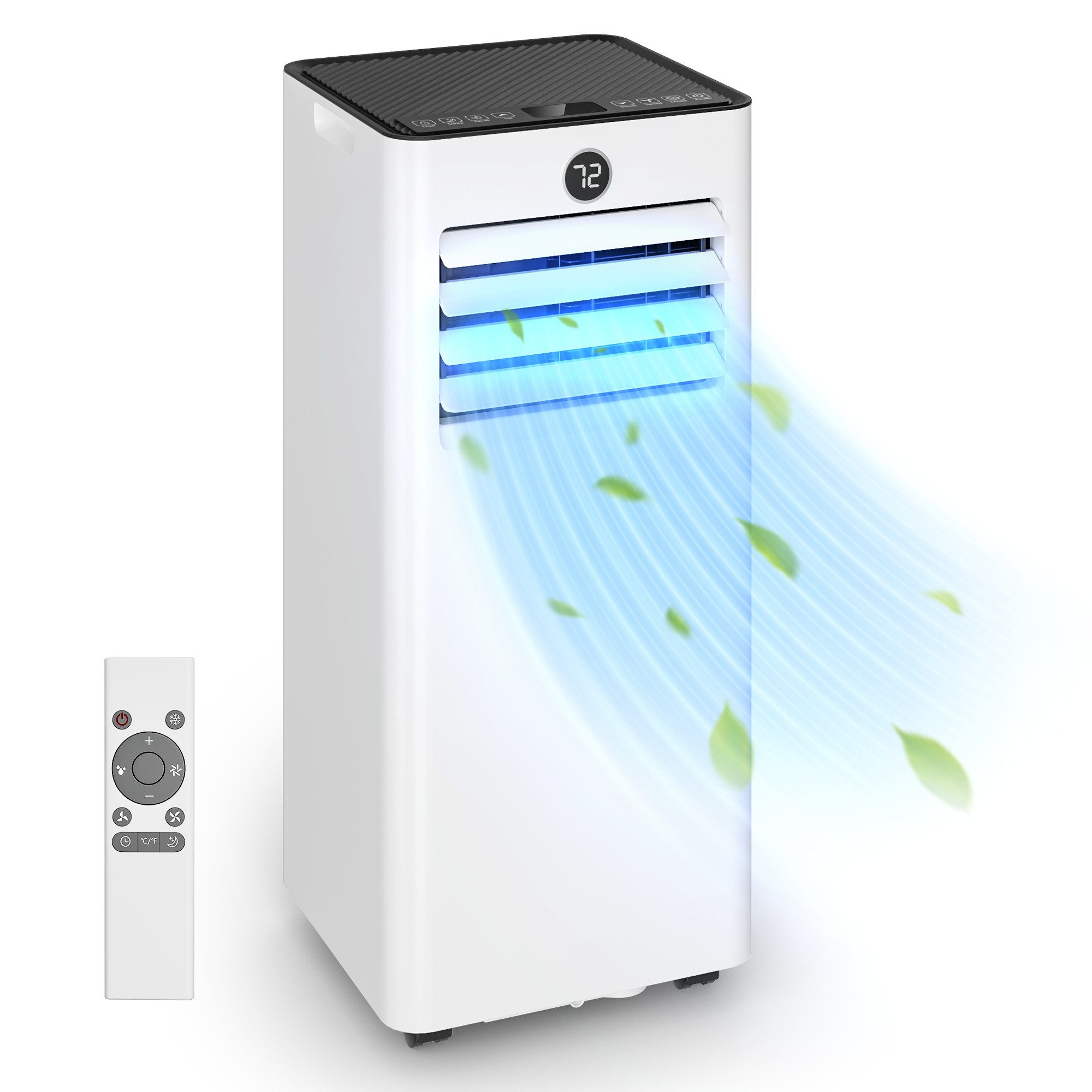 Furnicopia Klimagerät Mobiles 5-in-1 9000BTU, Leise ≤50 dB, Quick Connect, Komplett-Set, 5-in-1: Kühlung, Entfeuchtung, Lüftung, Abtauung, Schlafmodus.