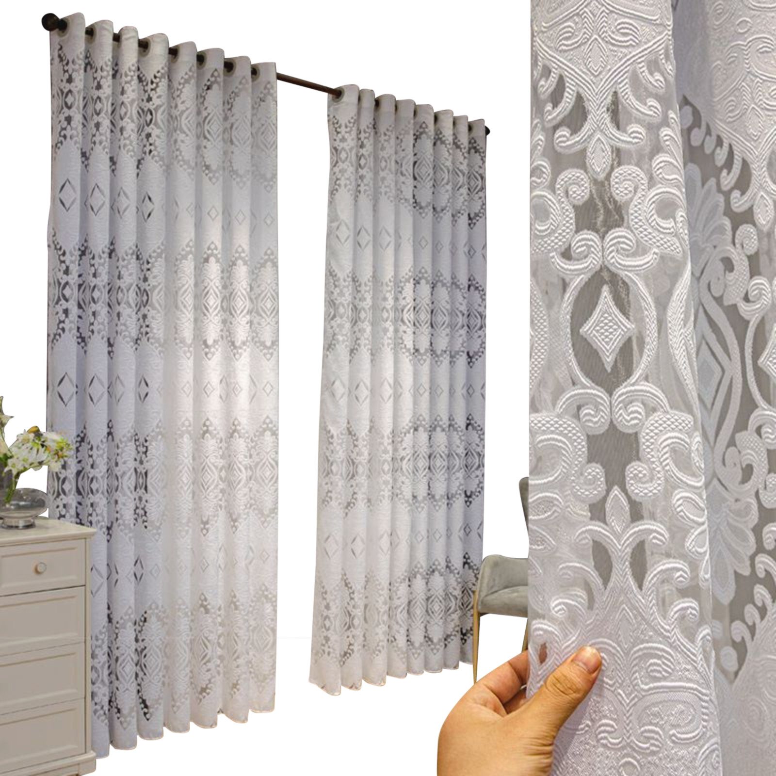 BYSURE Gardine (2 St), Ösen, halbtransparent, bestickter Vorhang günstig online kaufen