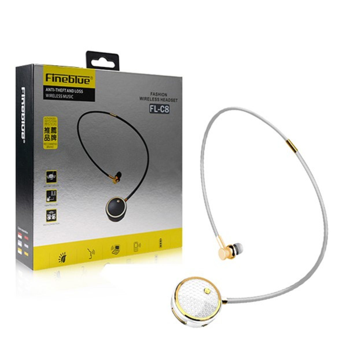 Wisam Fineblue Bluetooth-Ohrhörer Diamond White FL-C8 Verlängerungskabel