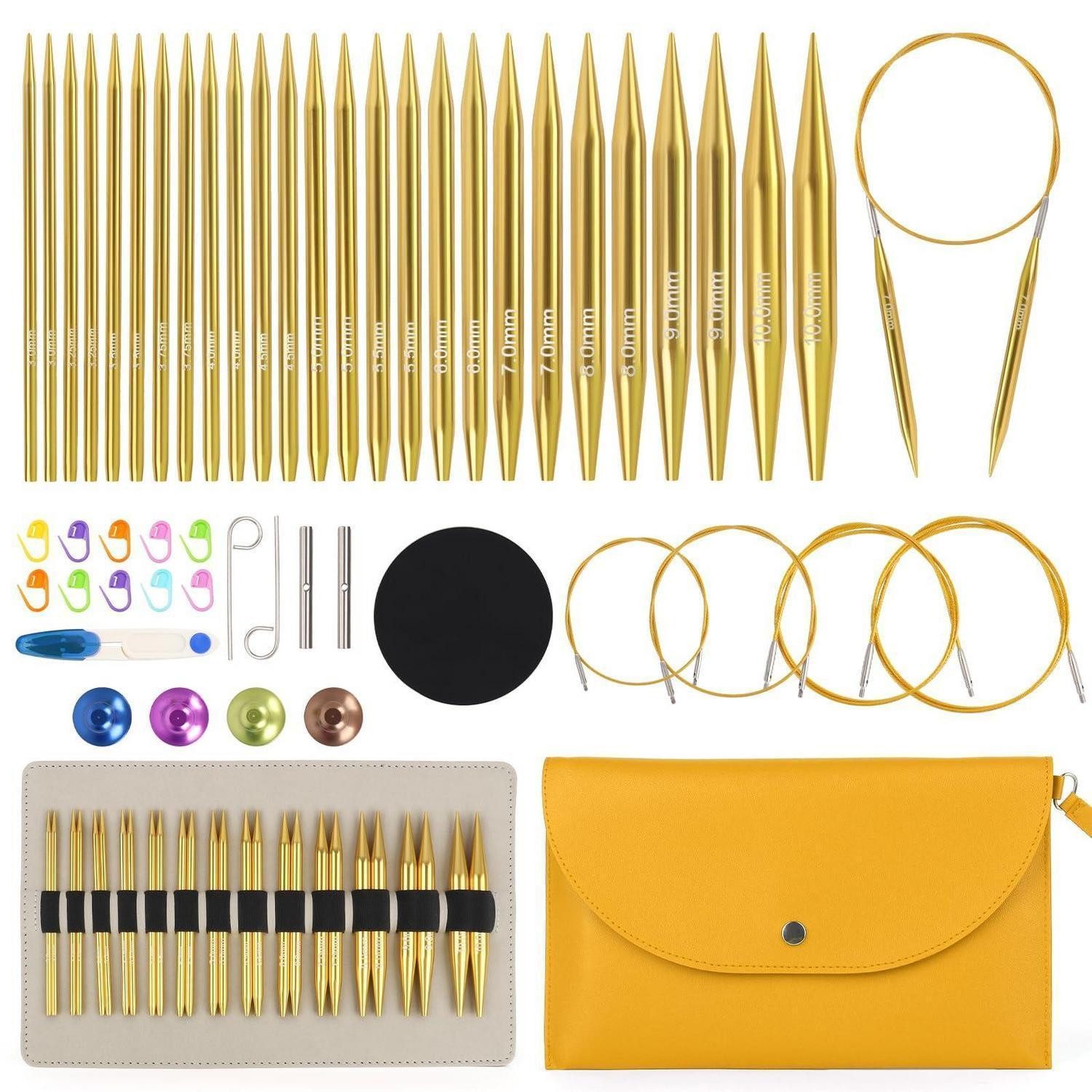 LuxusKollektion Rundstricknadeln Rundstricknadel Set Austauschbar Gelb, 1 St.