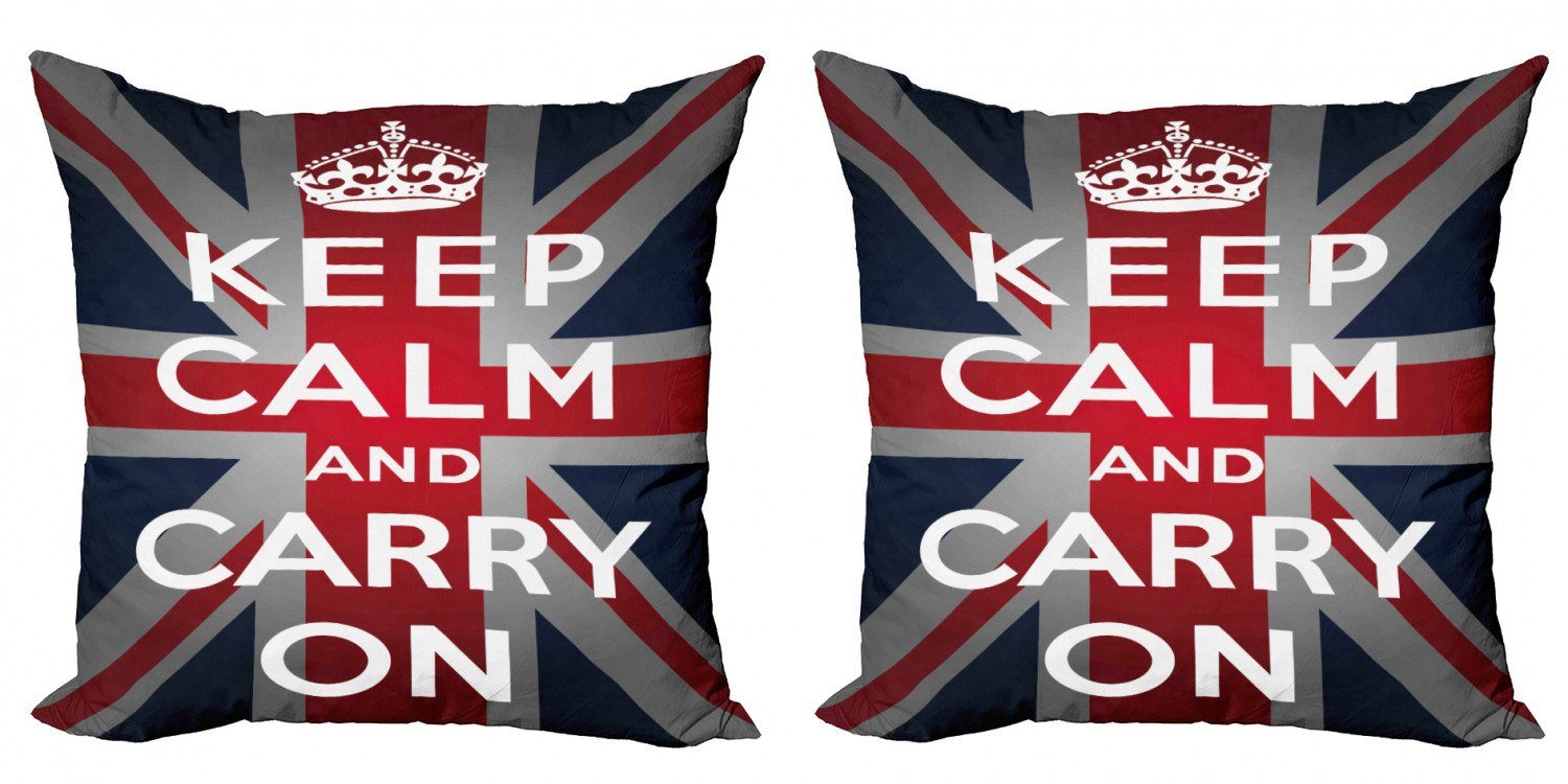 Kissenbezüge Modern Accent Doppelseitiger Digitaldruck, Abakuhaus (2 Stück), Union Jack Wörter Crown UK Flagge