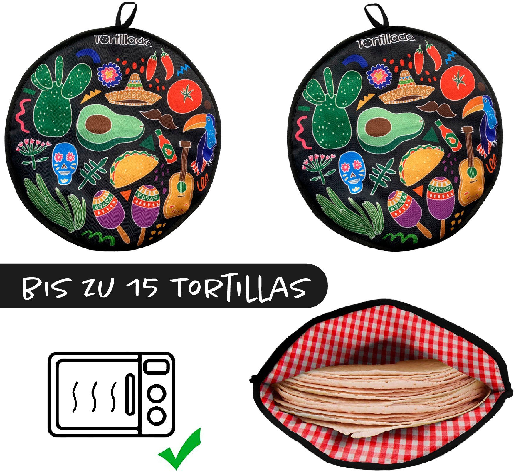 Tortillada Brotkorb Tortilla Wärmer Schwarz – Bild 3 von 5