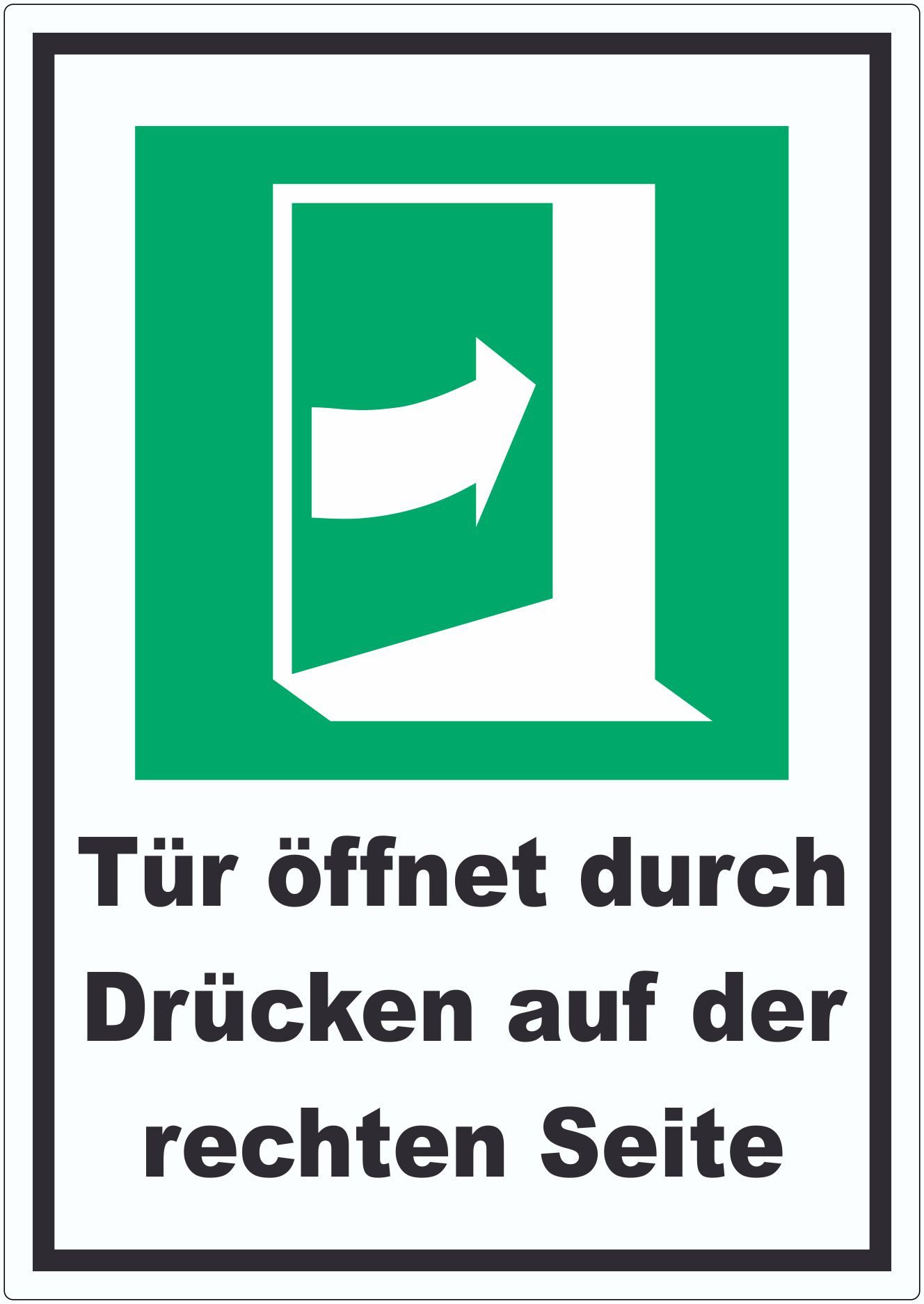HB-Druck Aufkleber Tür öffnet durch Drücken auf der rechten Seite Aufkleber, wetterfest, UV-beständig, kratzfest